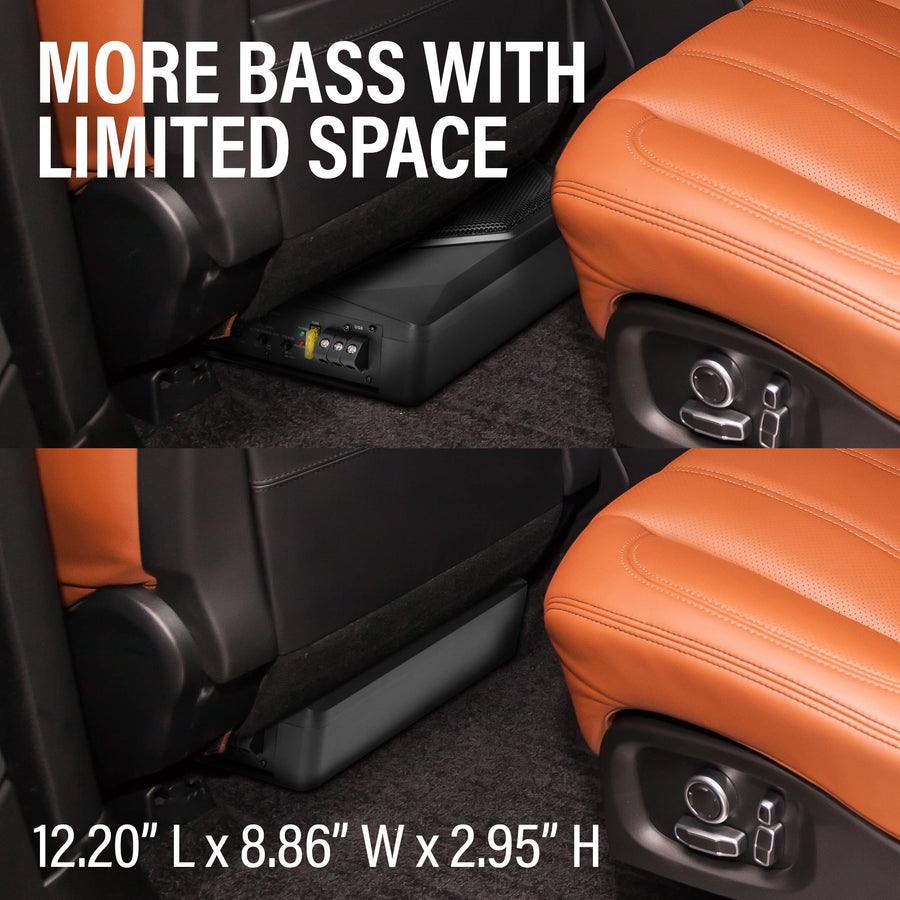 Sound Storm Laboratories 8 Inch US8 Powered Car Audio Under Seat Subwoofer - 800 Watts Max, Low Profile, Built in Amplifier, for Truck, Boxes and Enclosures, Remote Subwoofer Control