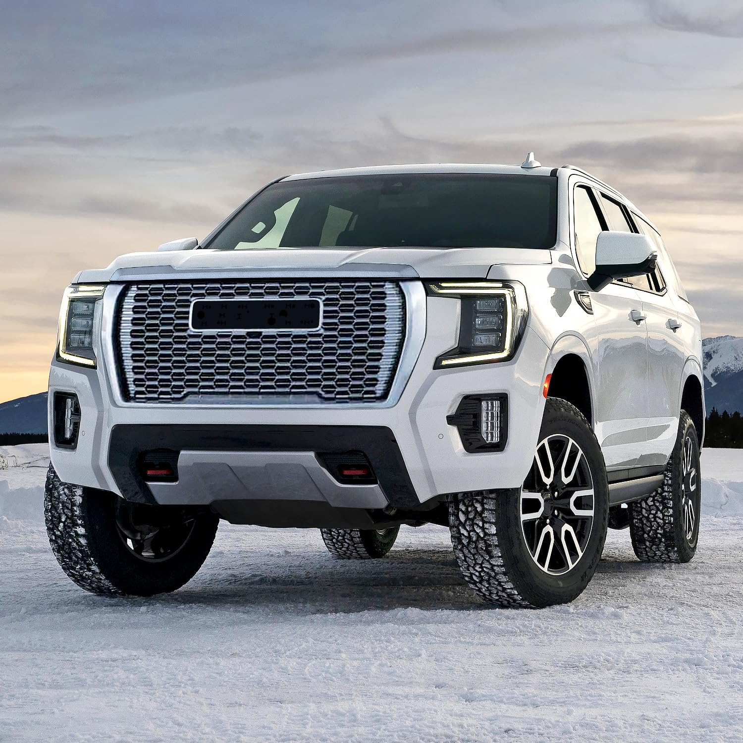 Chrome Denali Style Spec-D Tuning Front Hood Grill Grille Compatible with 2021-2023 GMC Yukon XL