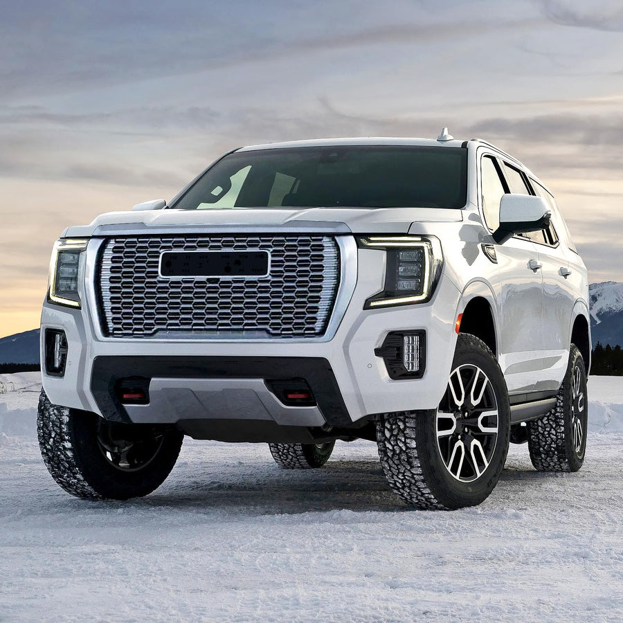 Chrome Denali Style Spec-D Tuning Front Hood Grill Grille Compatible with 2021-2023 GMC Yukon XL
