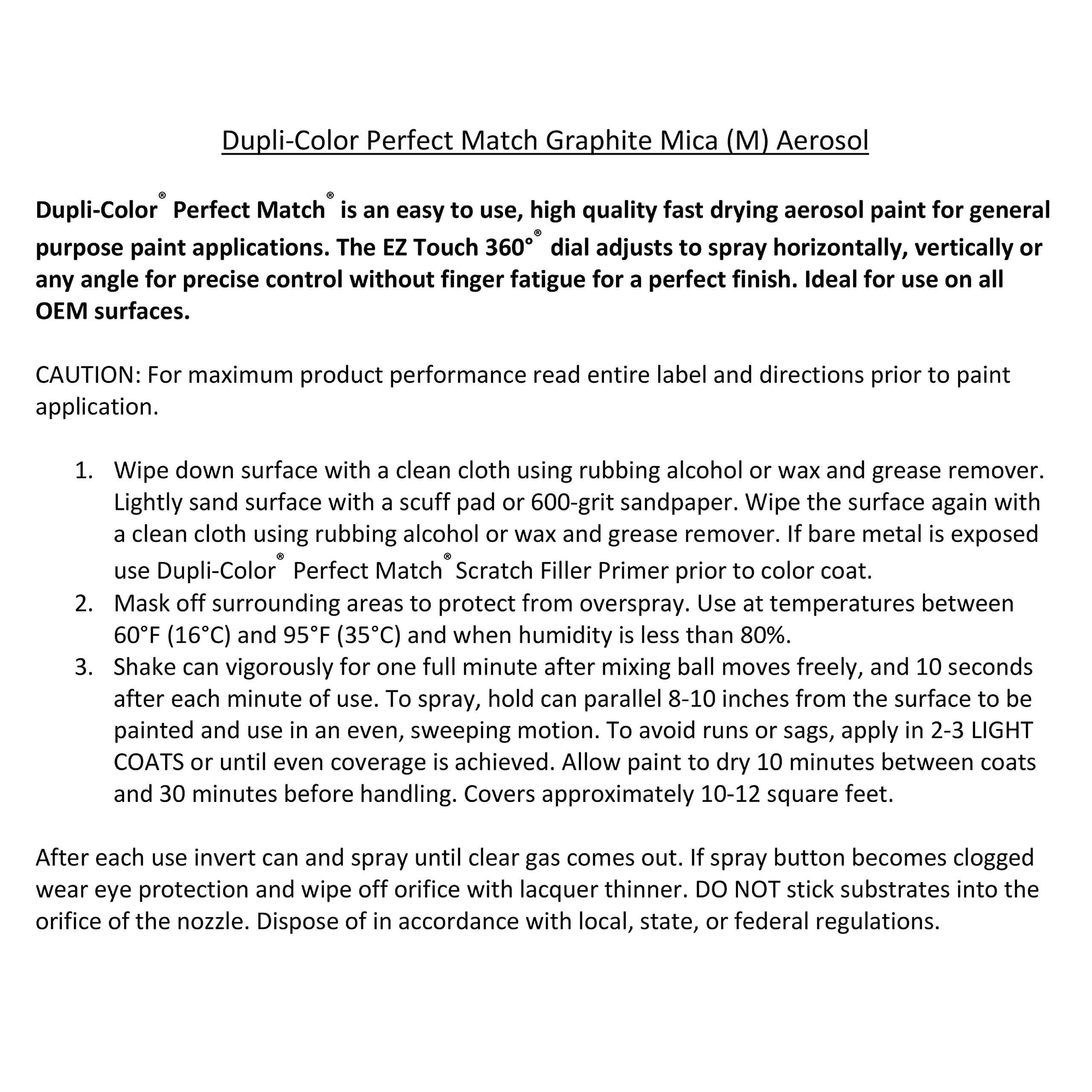 Perfect Match Dupli-Color EBMZ11607 Automotive Spray Paint 8 oz. Aerosol Can Intended For Mazda Graphite Mica Metallic, 38R