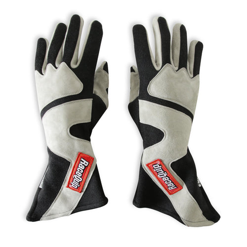 358 Series RaceQuip Gloves, Driving, SFI 3.3/5, Double Layer, Nomex, Black/Gray, X-Large, Pair