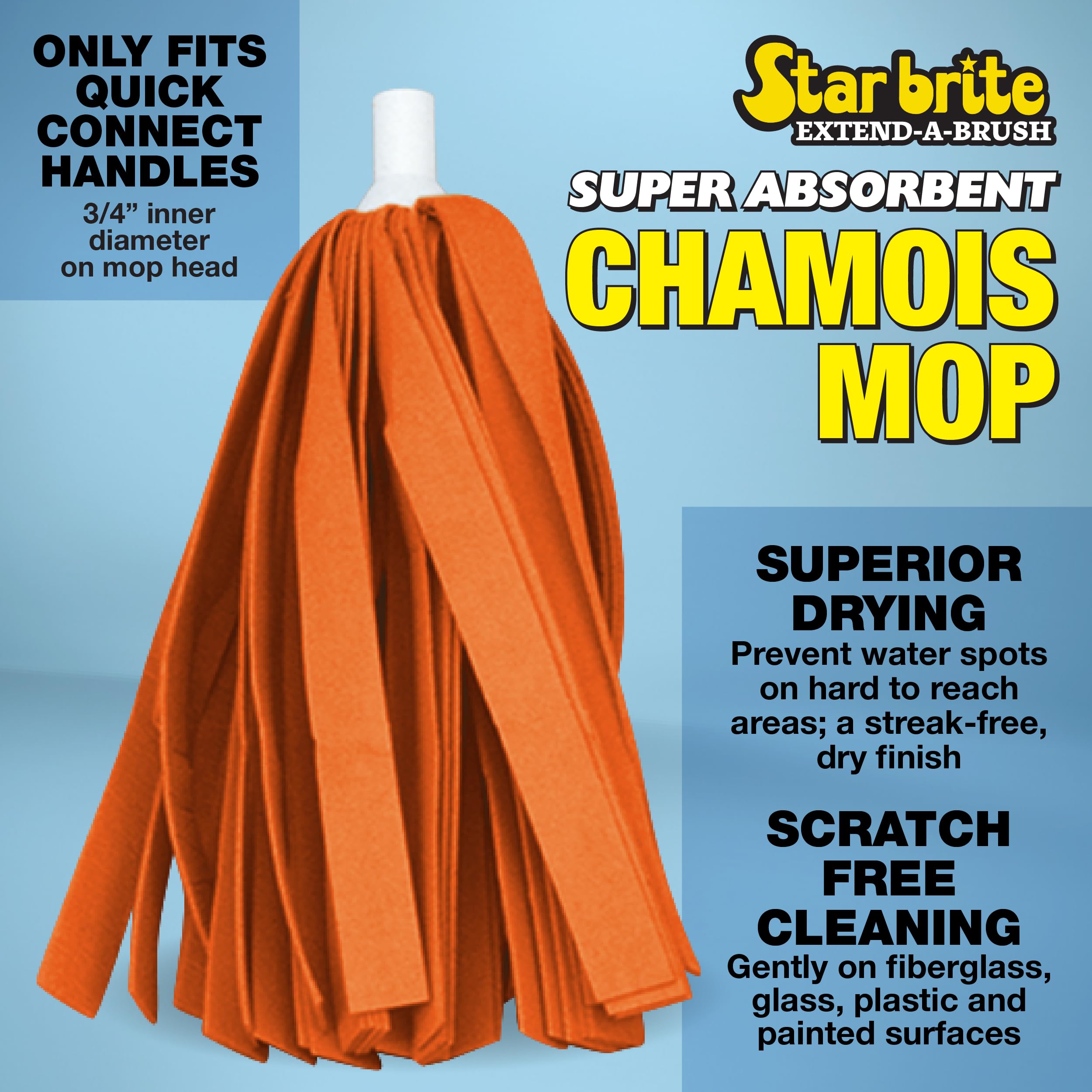 Super Absorbent Chamois Mop STAR BRITE - Quick Connect Fits All Extend-A-Brush Handles STAR BRITE (040032)