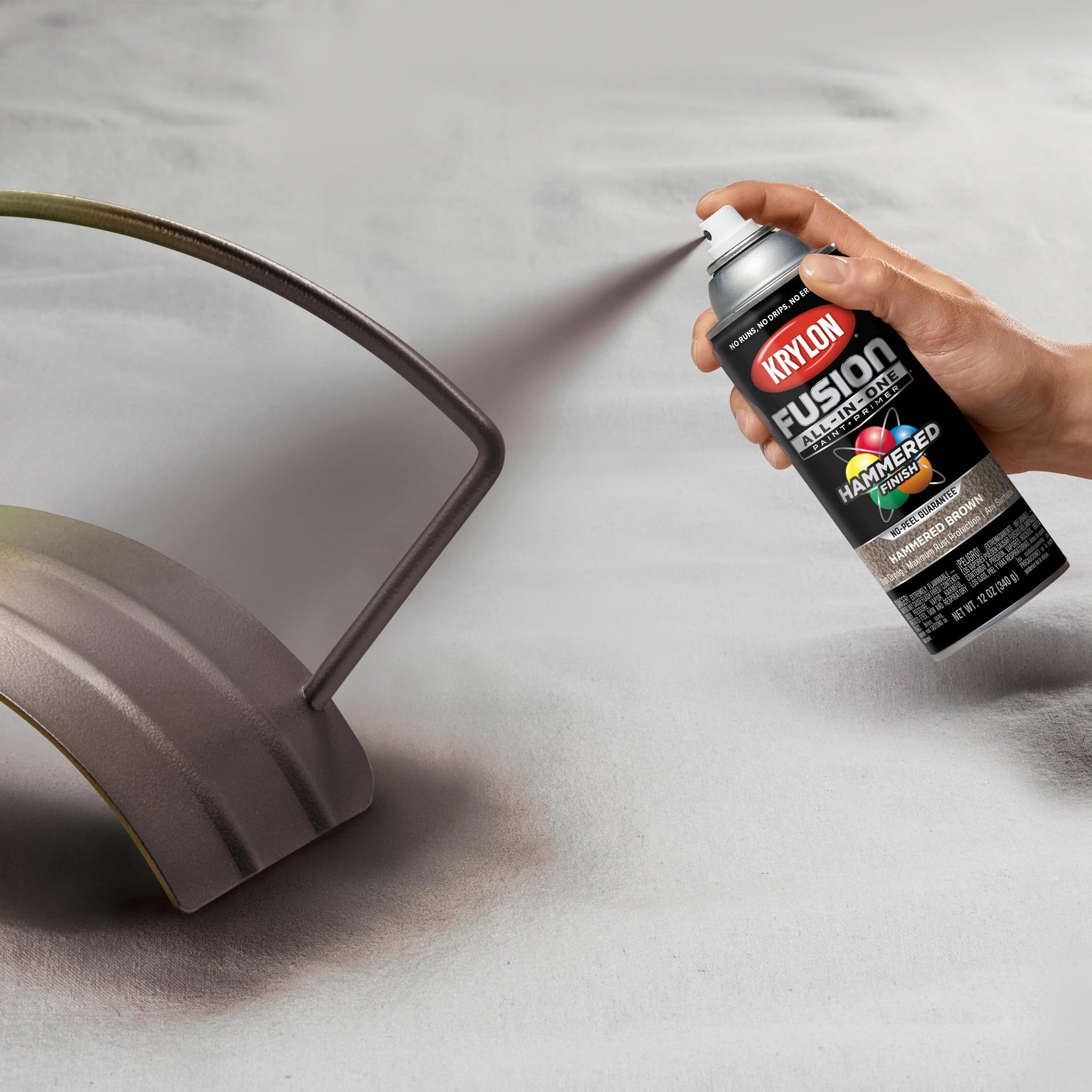 Krylon All-In-One Adhesive Hammered Finish Spray Paint for Indoor/Outdoor Use, 12 oz, Brown