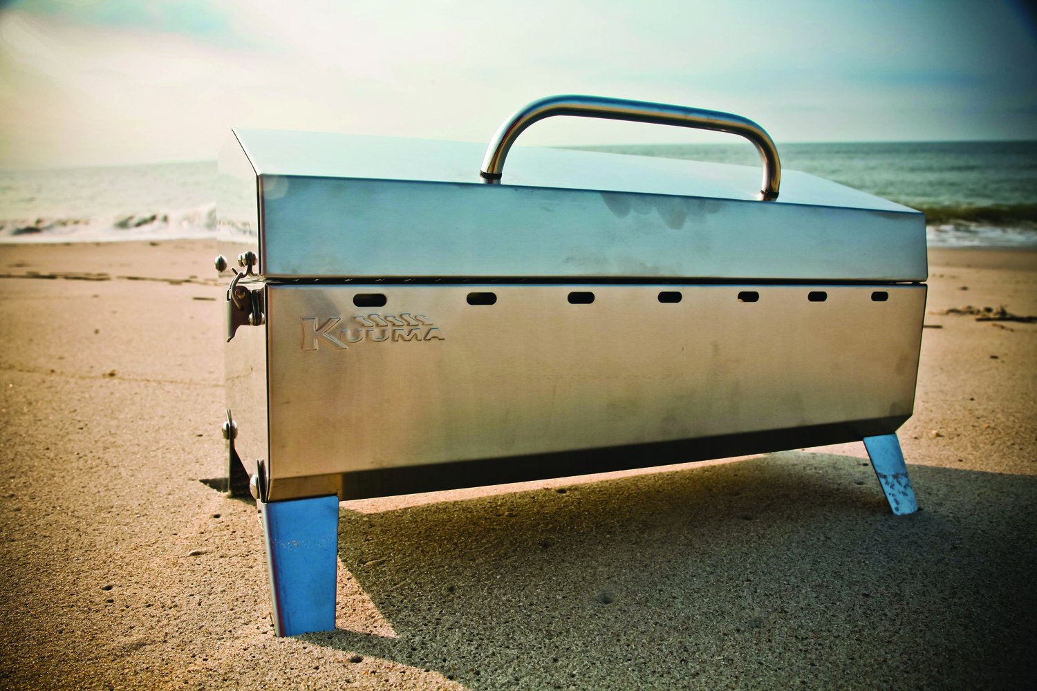 Kuuma Premium Stainless Steel Mountable Charcoal Grill by Camco w/Inner Lid Liner - Compact Portable Size Perfect for Boats, Tailgating and More Stow N Go 160" (58110)