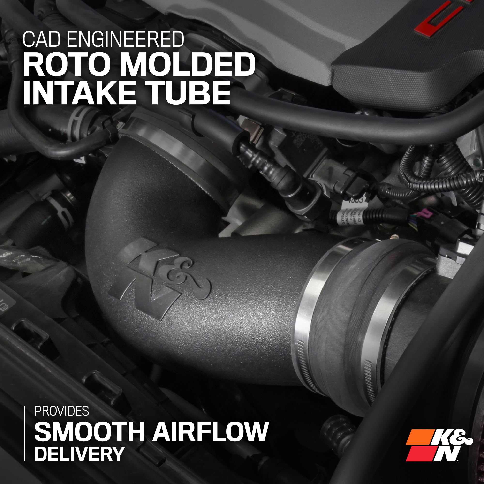 Cold Air Intake System K&N: Dry-Flow Air Filter, Increase Performance & Acceleration: Compatible with 2016-2024 CHEVROLET: Camaro SS, 30-3092