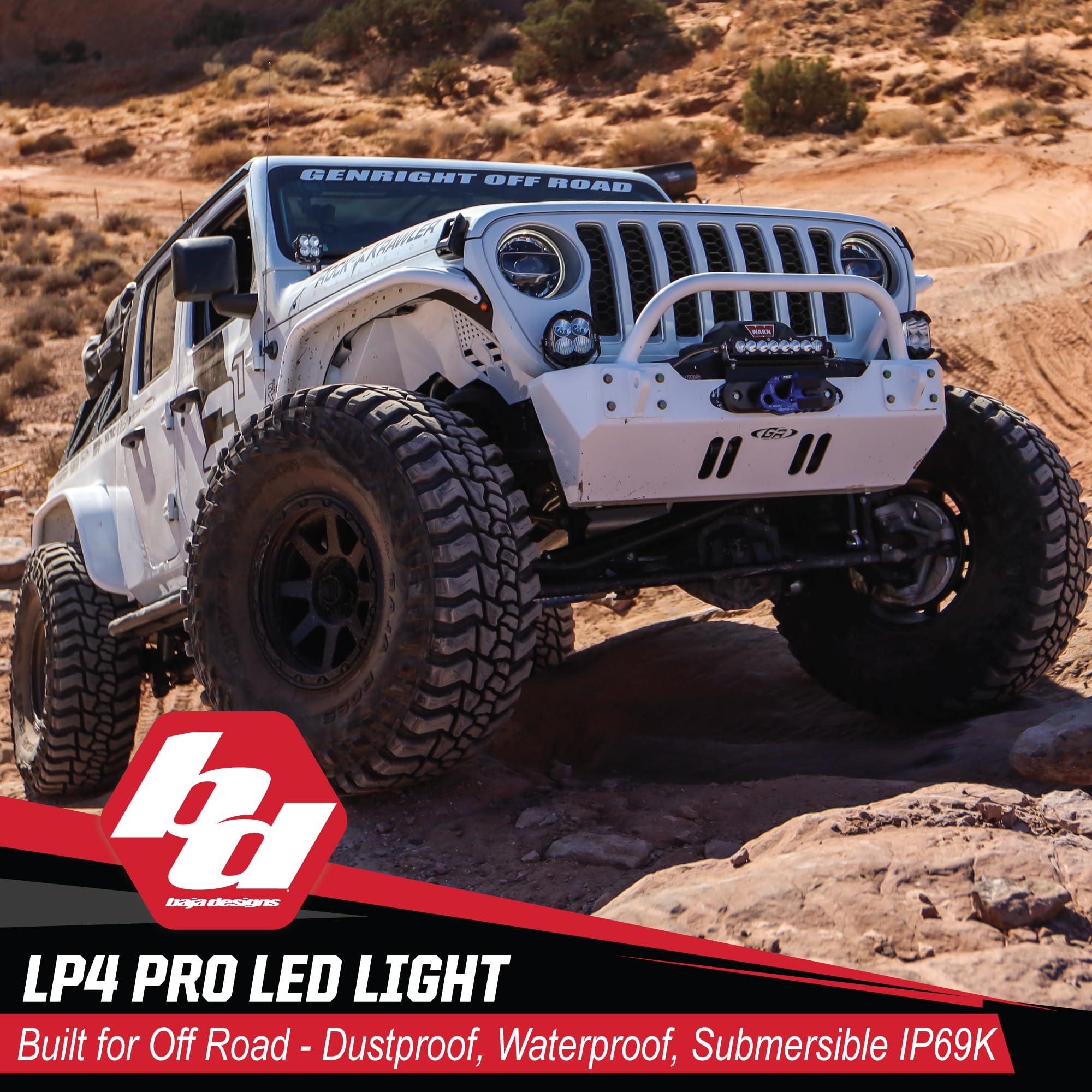 LP4 Pro Baja Designs LED Light Pod with Backlight - Universal Fit, Lifetime Protection (Driving/Combo; Green)