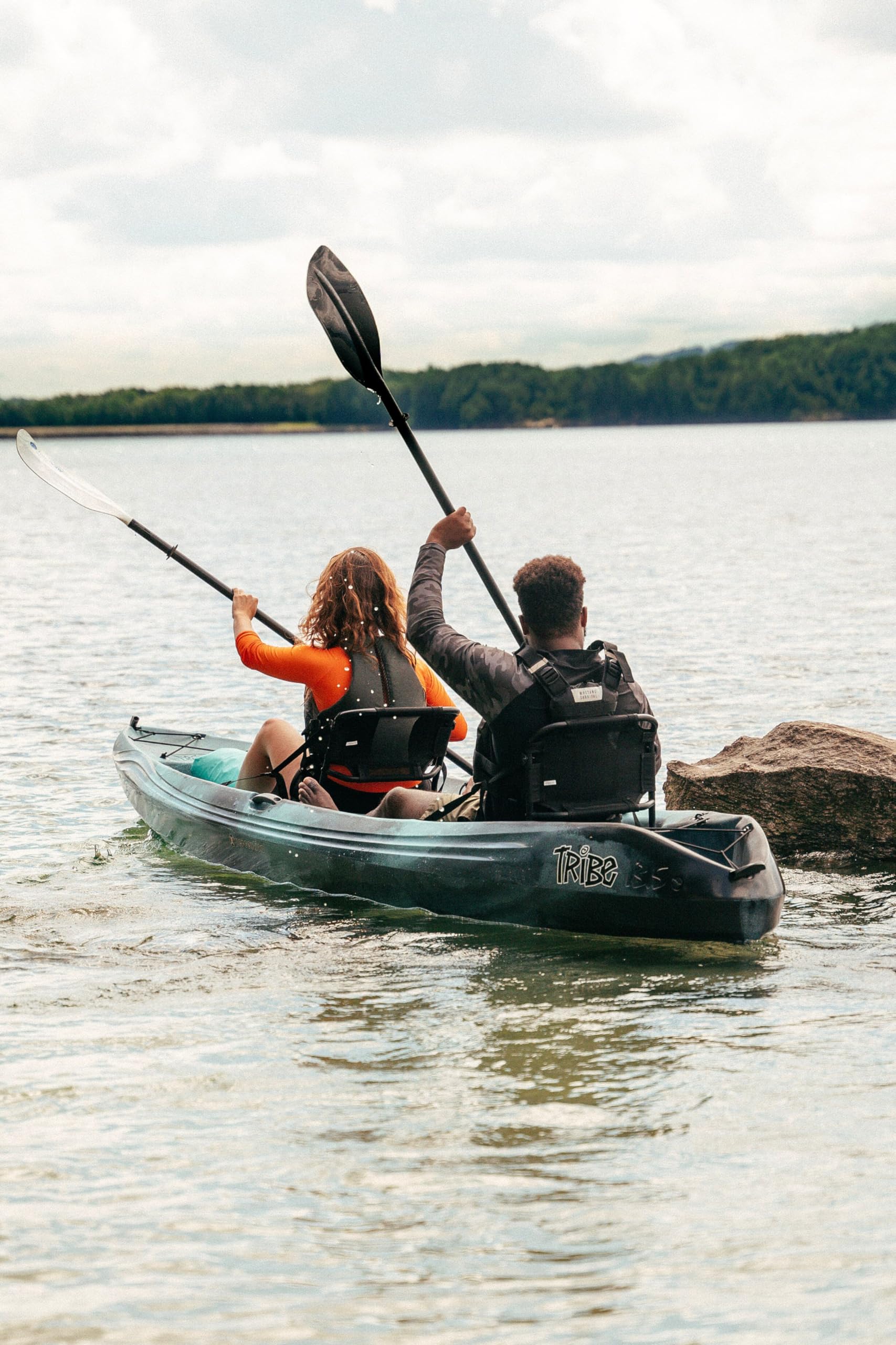 Kayaks Perception Tribe 13.5 Sit on Top Tandem Kayak for All-Around Fun Large Rear Storage with Tie Downs, Dapper