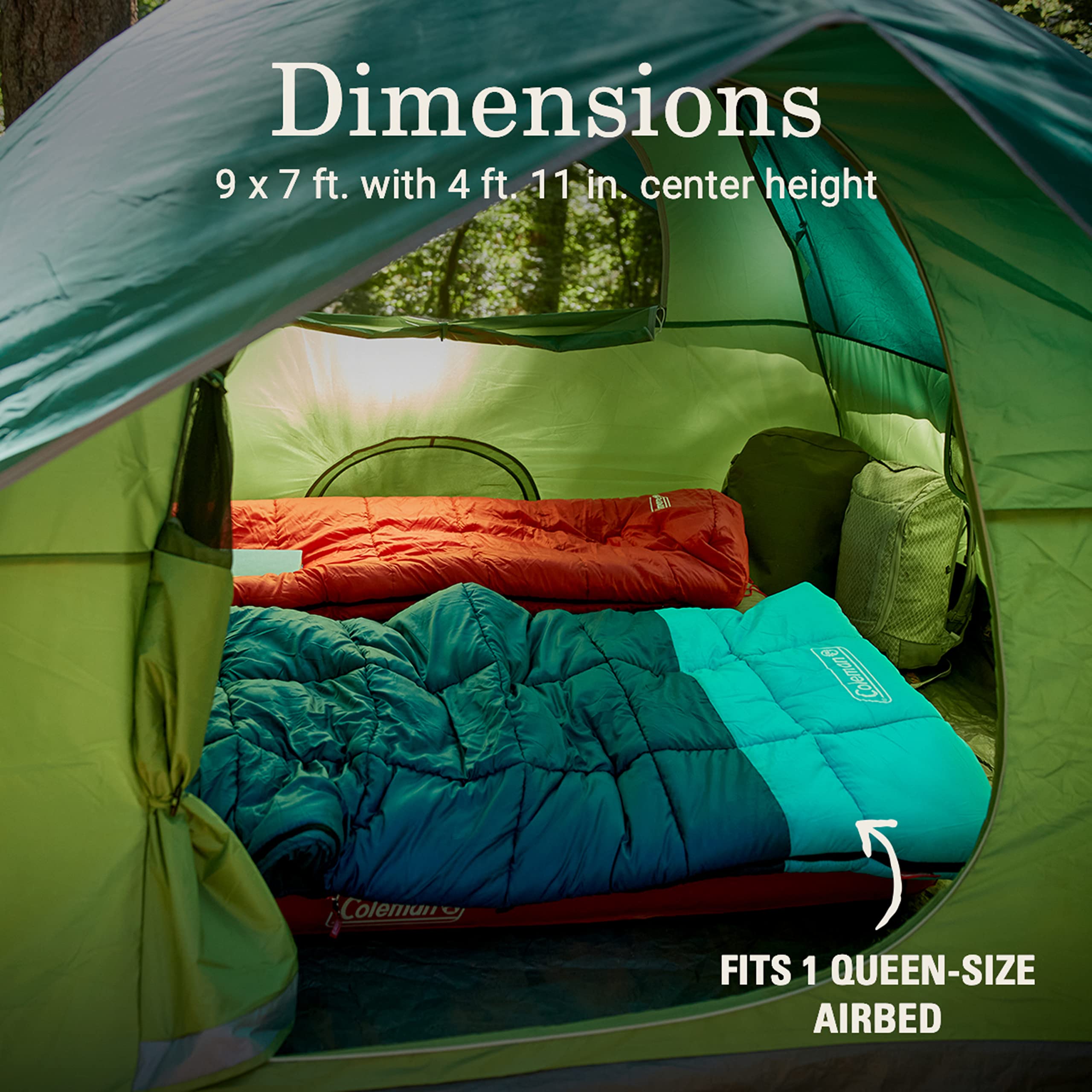 Coleman Camping Tent Sundome with Rainfly, 2/3/4/6 Person Sets Up in 10 Mins, Weatherproof Shelter for Camping, Festivals, Backyard, Sleepovers, & More