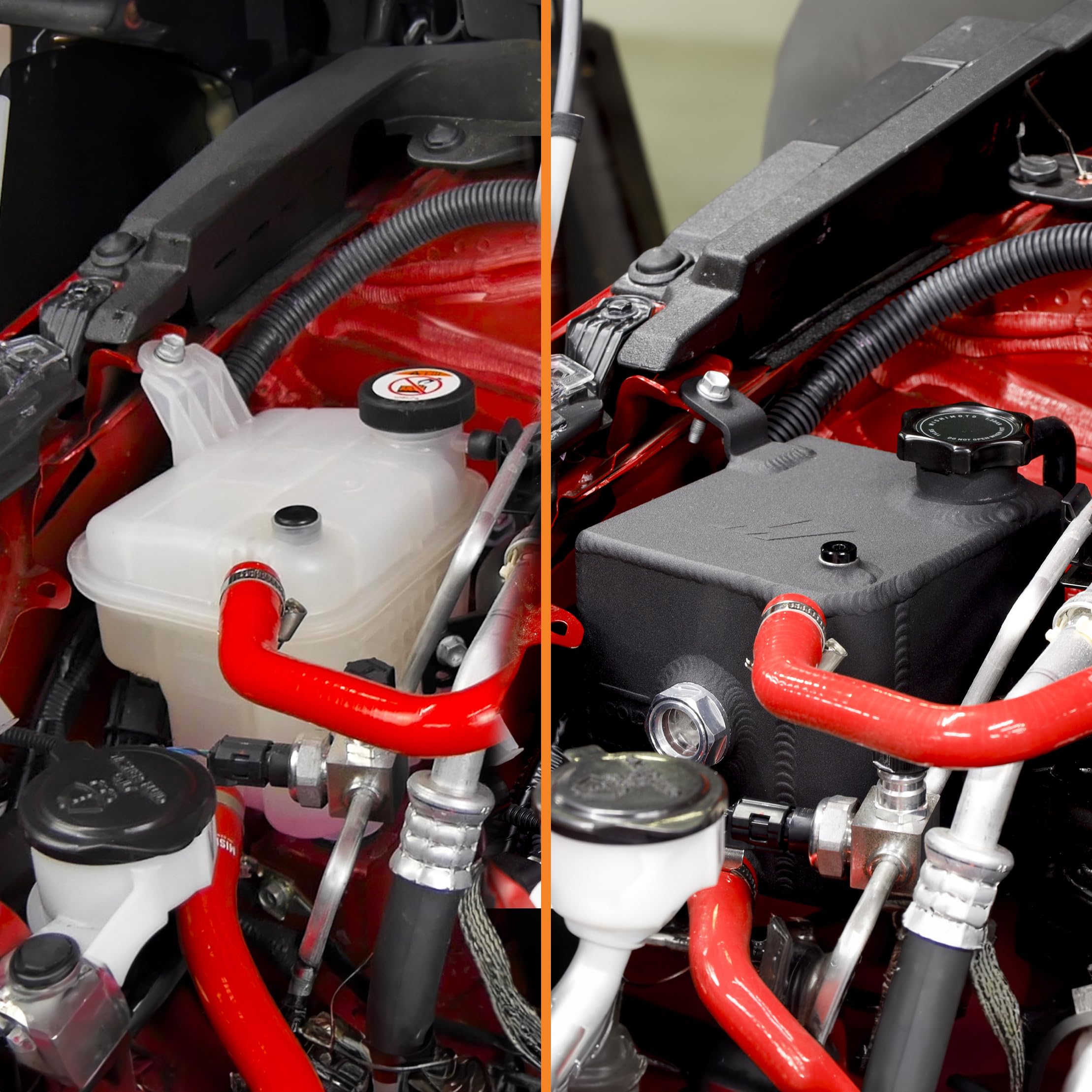Mishimoto Coolant Expansion Tank, Aluminum Compatible with Toyota GR Corolla 2023+, Micro-Wrinkle Black