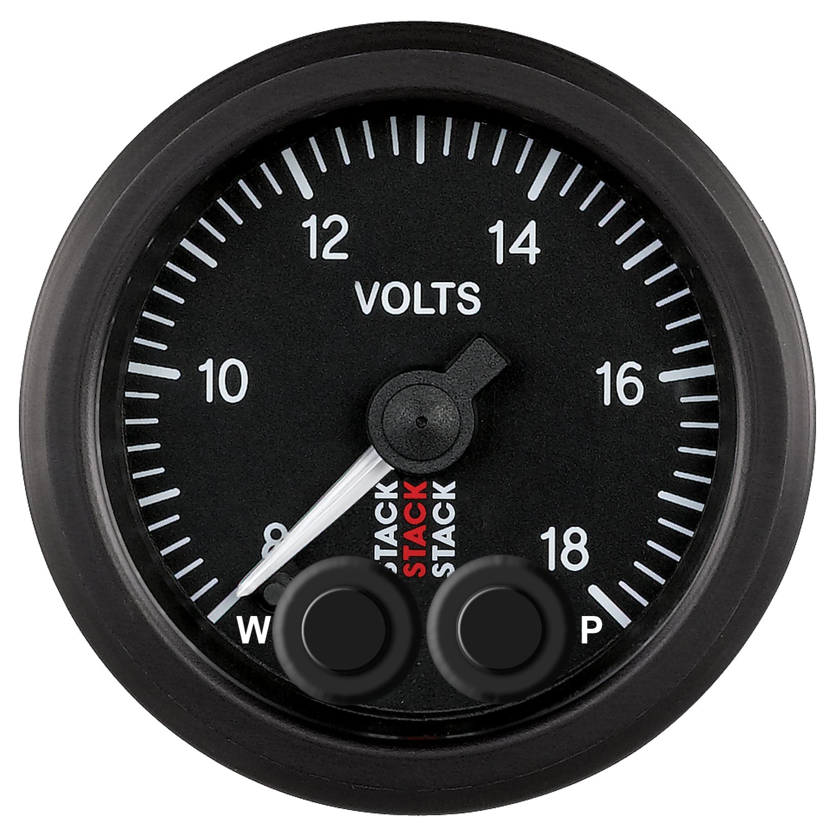 Autometer 52mm Stack Pro-Control Battery Voltage Gauge -Black 8-18V