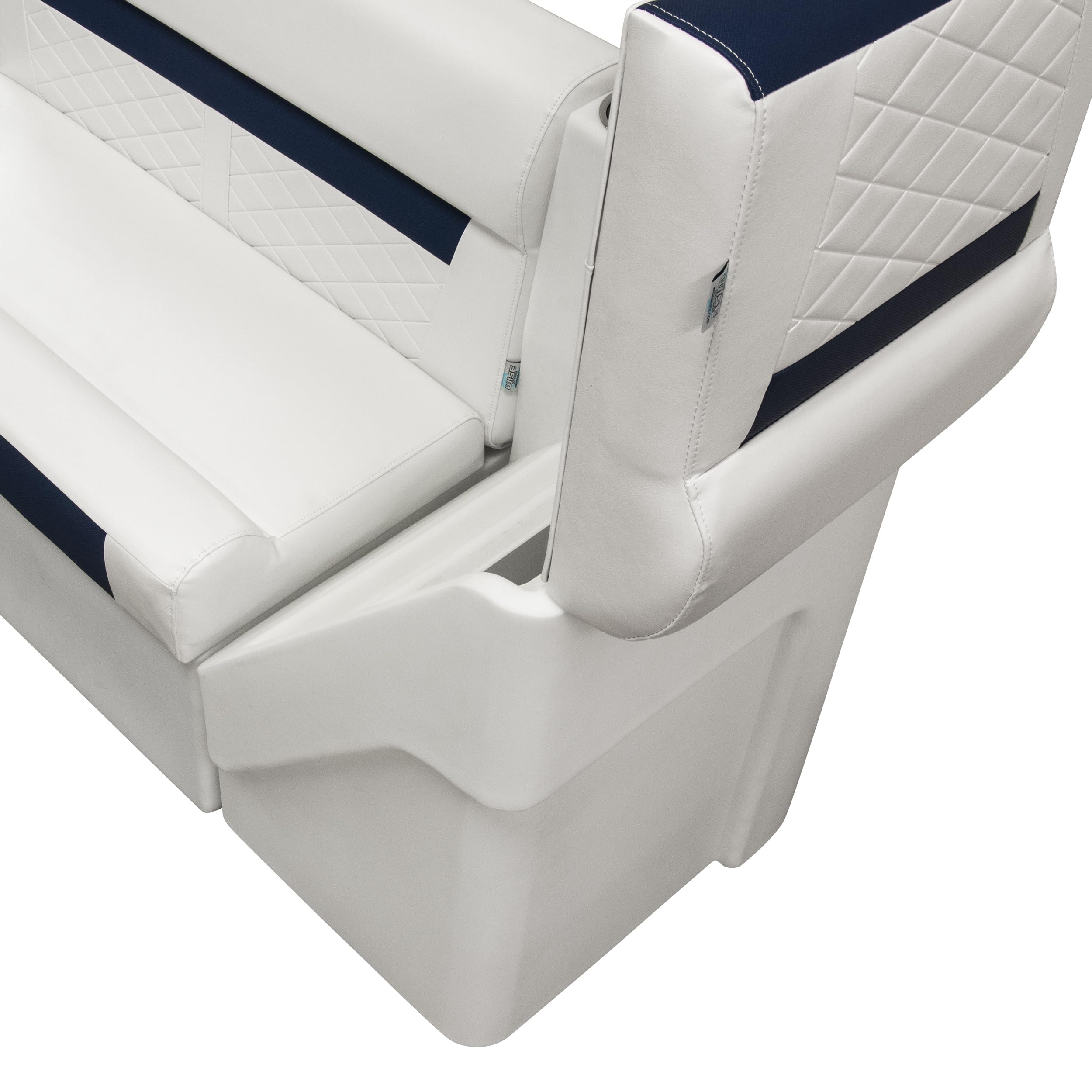 Wise DLX Series Pontoon Left Radius Lean Back Recliner - White/Mariner Blue DLX1305L-1904