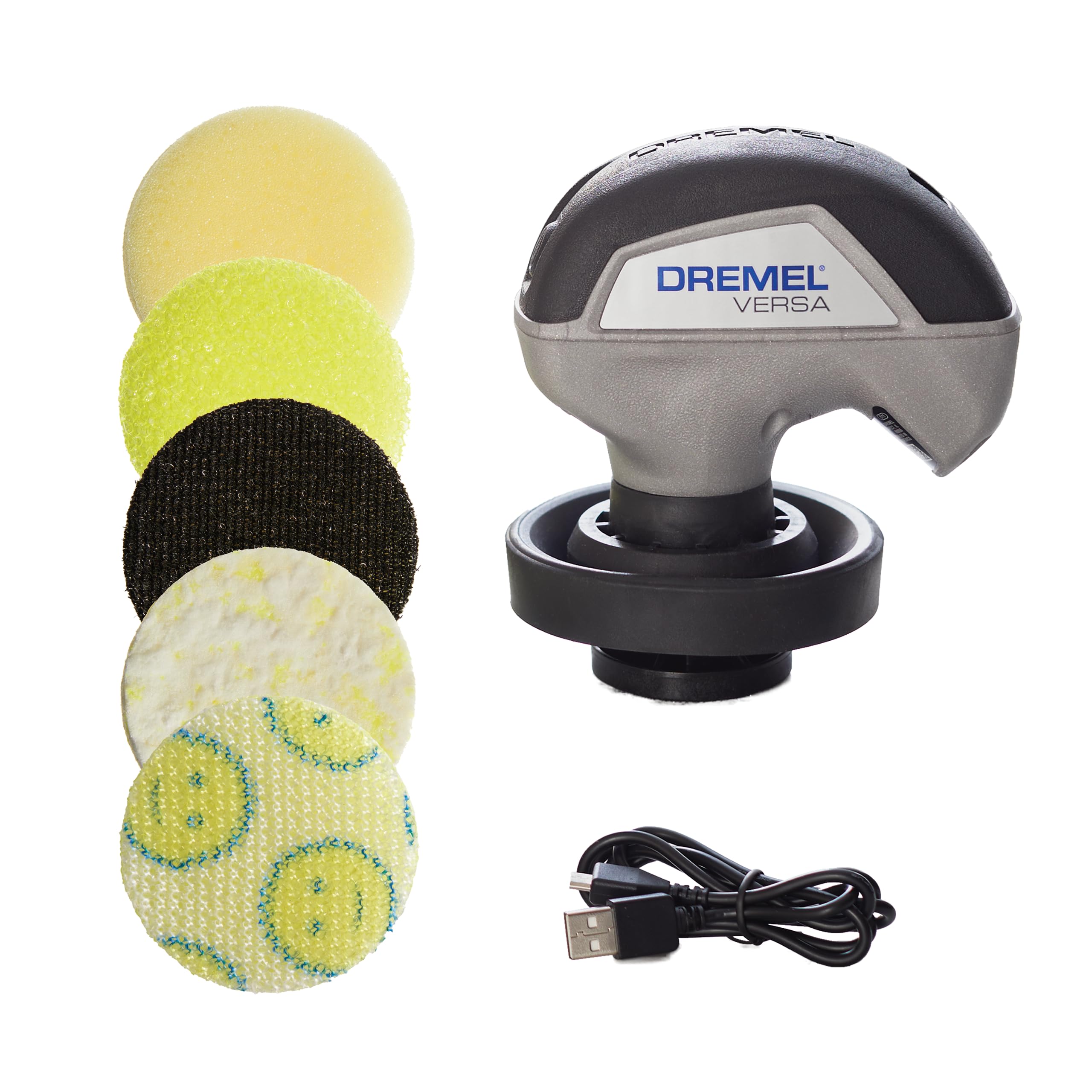 Dremel Power Scrubber Versa Kit with 5 Scrub Daddy Cleaning Sponge Pads - Waterproof Cordless Electric Spin Scrubber, High Speed, Multi-Surface Cleaning for Kitchen, Household, and Bathroom, PC10-07