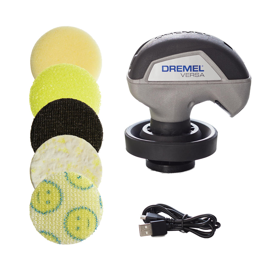 Dremel Power Scrubber Versa Kit with 5 Scrub Daddy Cleaning Sponge Pads - Waterproof Cordless Electric Spin Scrubber, High Speed, Multi-Surface Cleaning for Kitchen, Household, and Bathroom, PC10-07