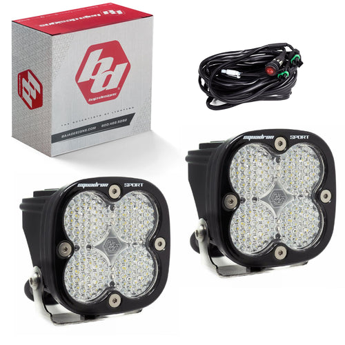 Baja Designs Squadron Black Sport LED Light Pods - 2 LED Lights with Wiring Harness (Work/Scene; Clear)