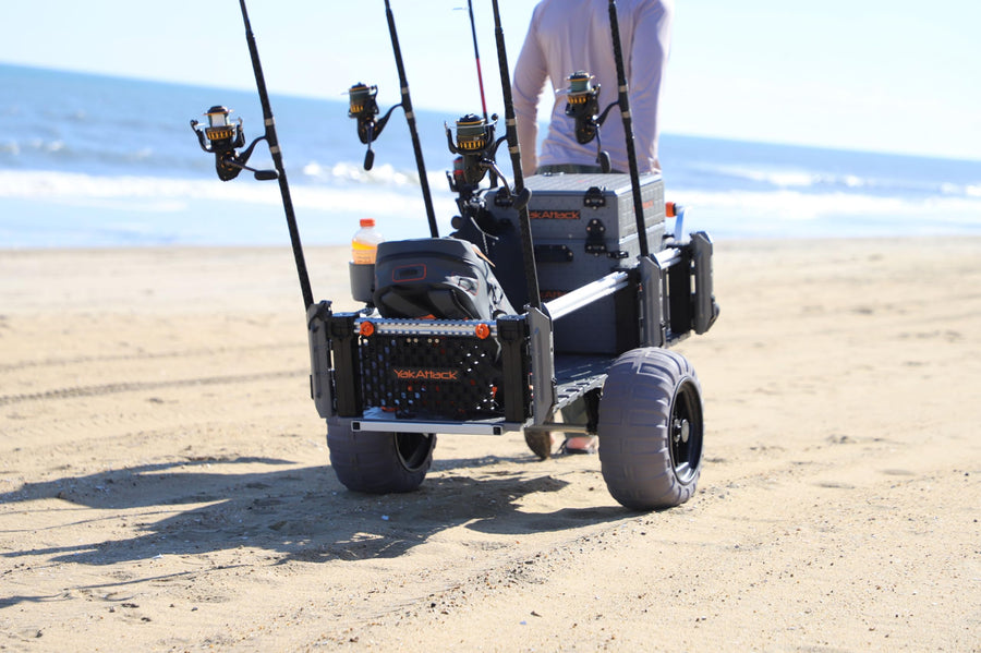 SandRig YakAttack Surf Beach Cart | Heavy-Duty 20” x 54” Gear Hauler with 16” Balloon Tires | Adjustable Design for Fishing, Camping & Beach Trips | High-Capacity, Rust-Resistant Aluminum Frame