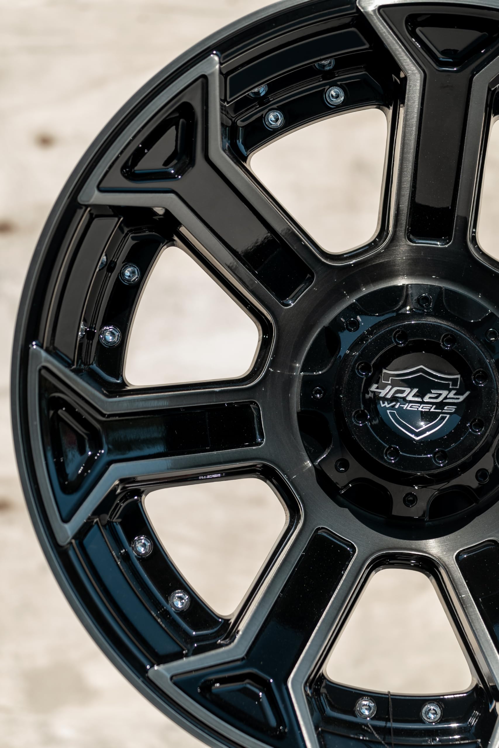 4PLAY Wheels 22 Inch 4P70 Rim Fits 6x135 & 6x139.7 22x12 Gloss Black Brushed with Tinted Clear (1)