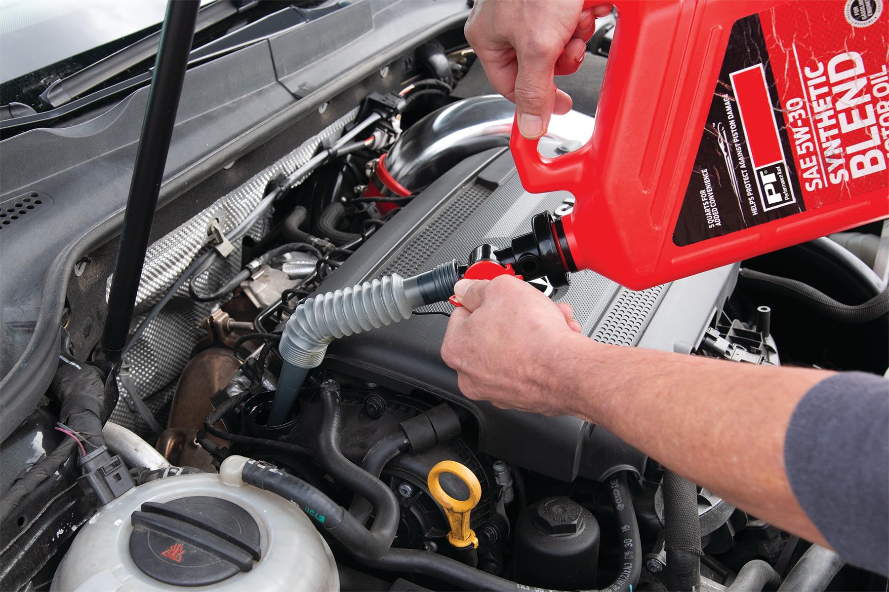 Flexible Funnel Spout Performance Tool W4060 - Mess-Free Fluid Transfer, Double-Threaded Cap, Air Bleed-Off Valve