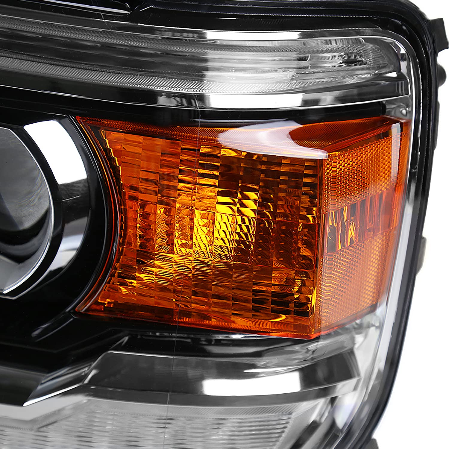 Chrome Projector Headlights w/LED DRL Strip SPEC-D TUNING Compatible with 2014-2018 GMC Sierra 1500, 2500, 3500, Base/Denali/SLE/SLT, Left + Right Pair Headlamps Assembly
