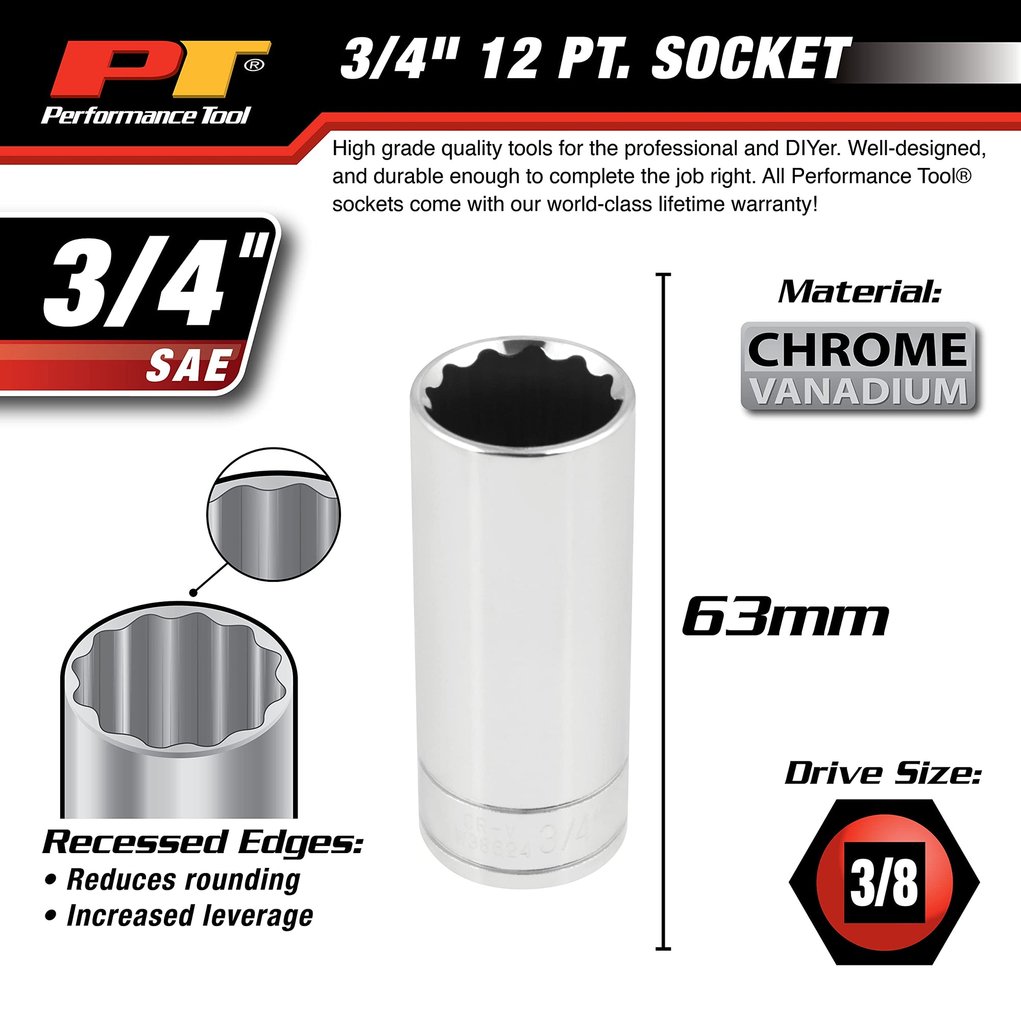 W38624 Performance Tool 3/4-Inch 12pt Socket