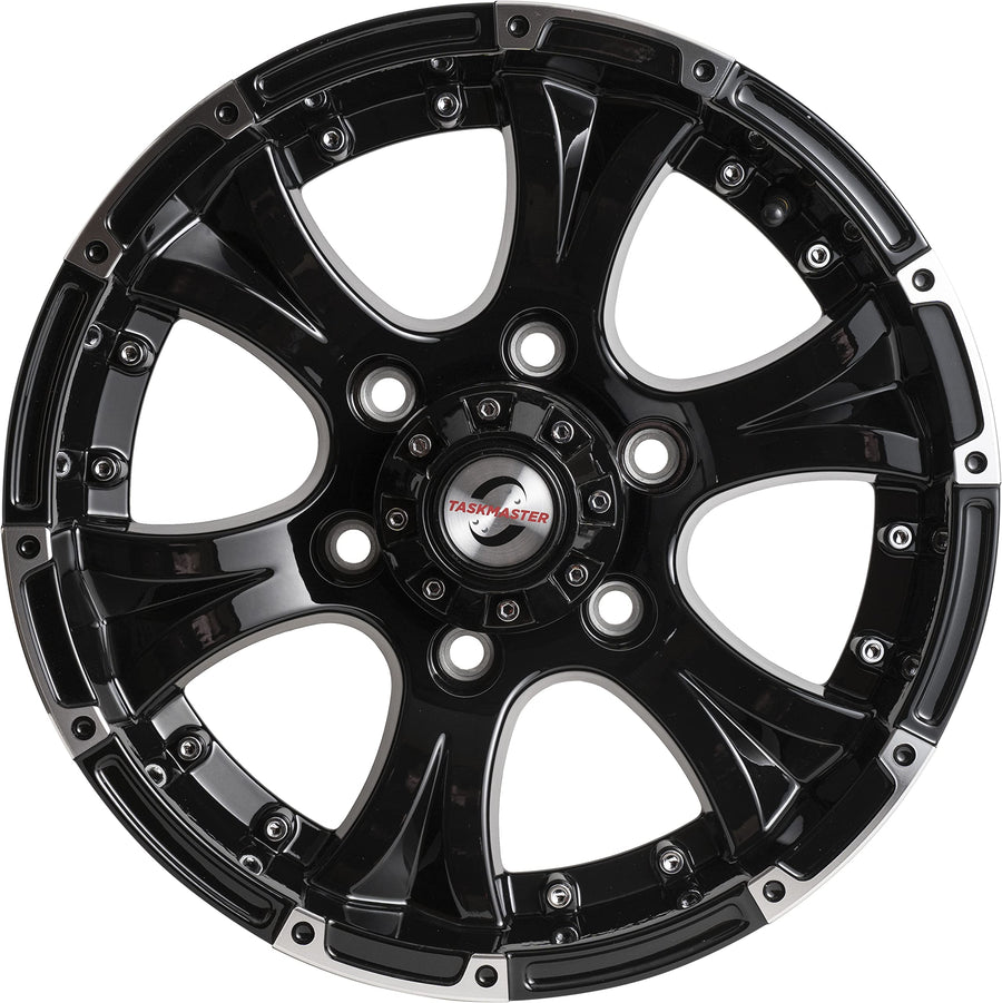 Viking™ Series 15" x 6" 6 On 5.5 Machined Lip Gloss Black Aluminum Trailer Wheel with Chrome Cap - *Trailer Use Only…