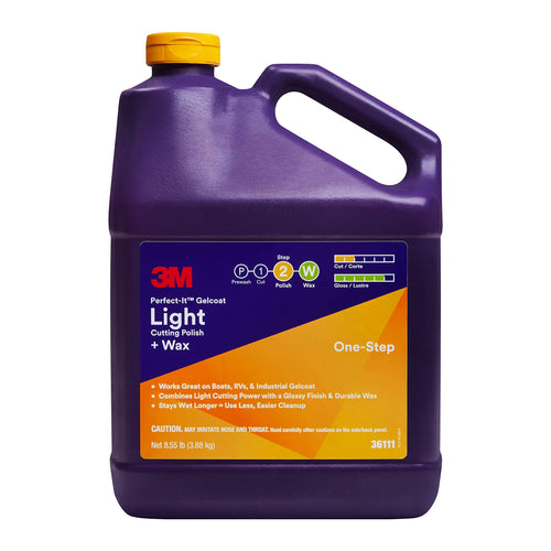 3M Perfect-It Gelcoat Light Cutting Wax + Polish, 36111, 1 Gallon, One-Step Process, Removes Scratches and Swirls, Light Oxidation Remover for Boats and RVs