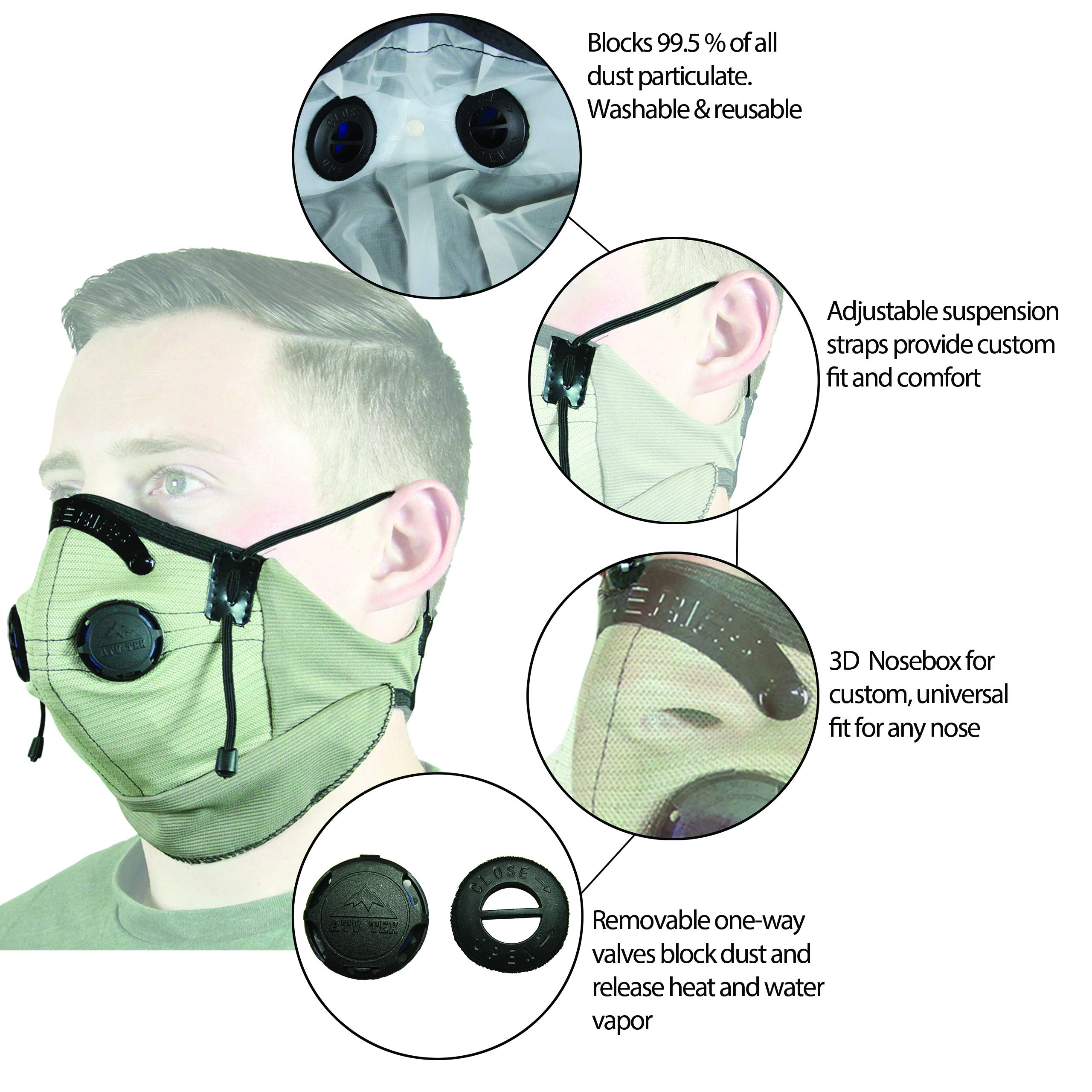 Pro Series ATV TEK Rider and Safety Dust Mask, Tan - XL