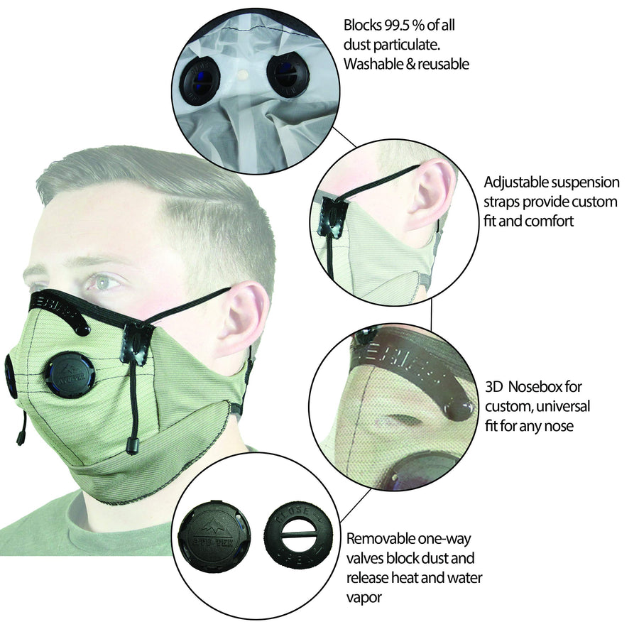 Pro Series ATV TEK Rider and Safety Dust Mask, Tan - XL