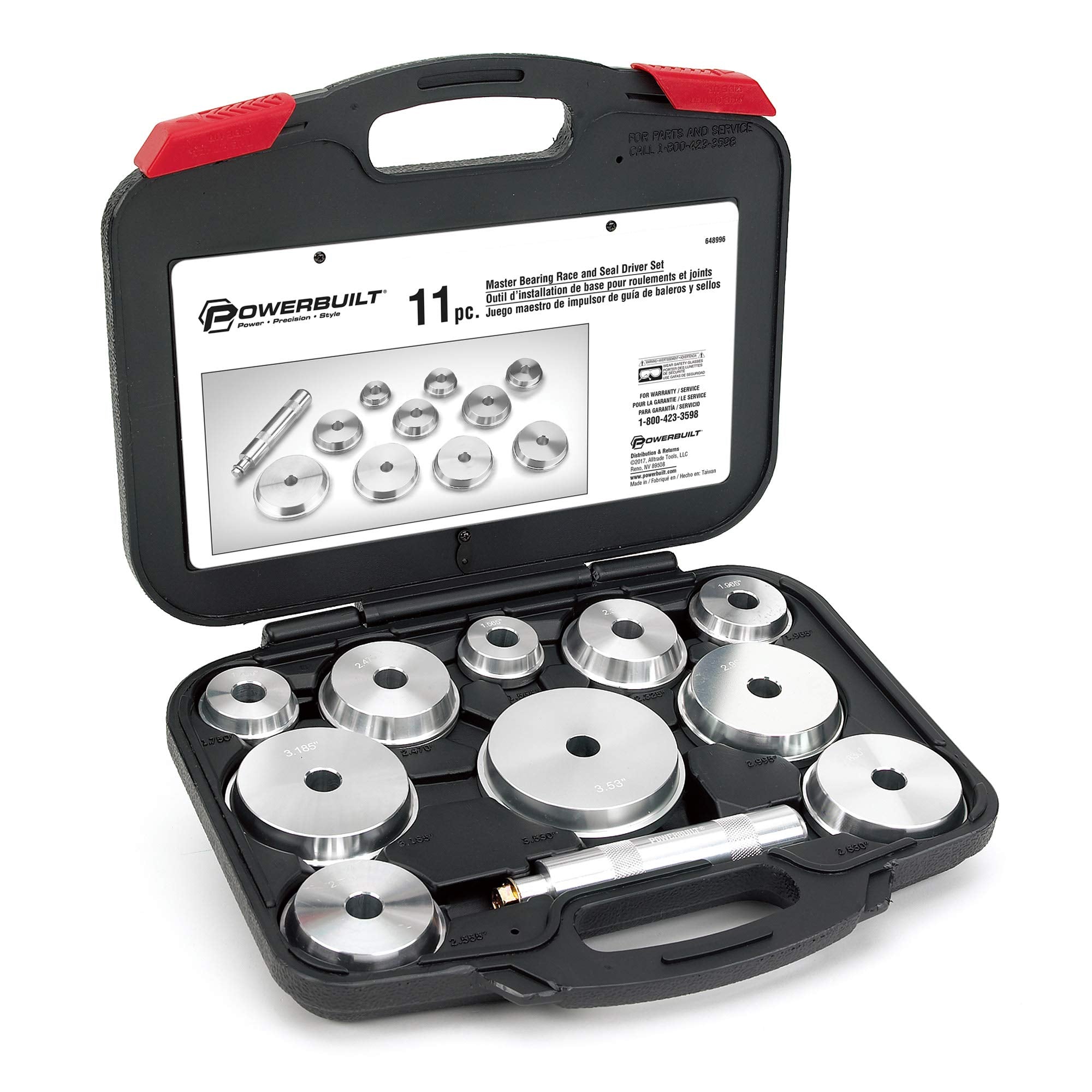 Powerbuilt 11 Piece Bearing Race and Seal Master Driver Tool Set, Bearing Press Kit, Seal Installer Bearing Driver Kit for Installation, Storage Case - 648996