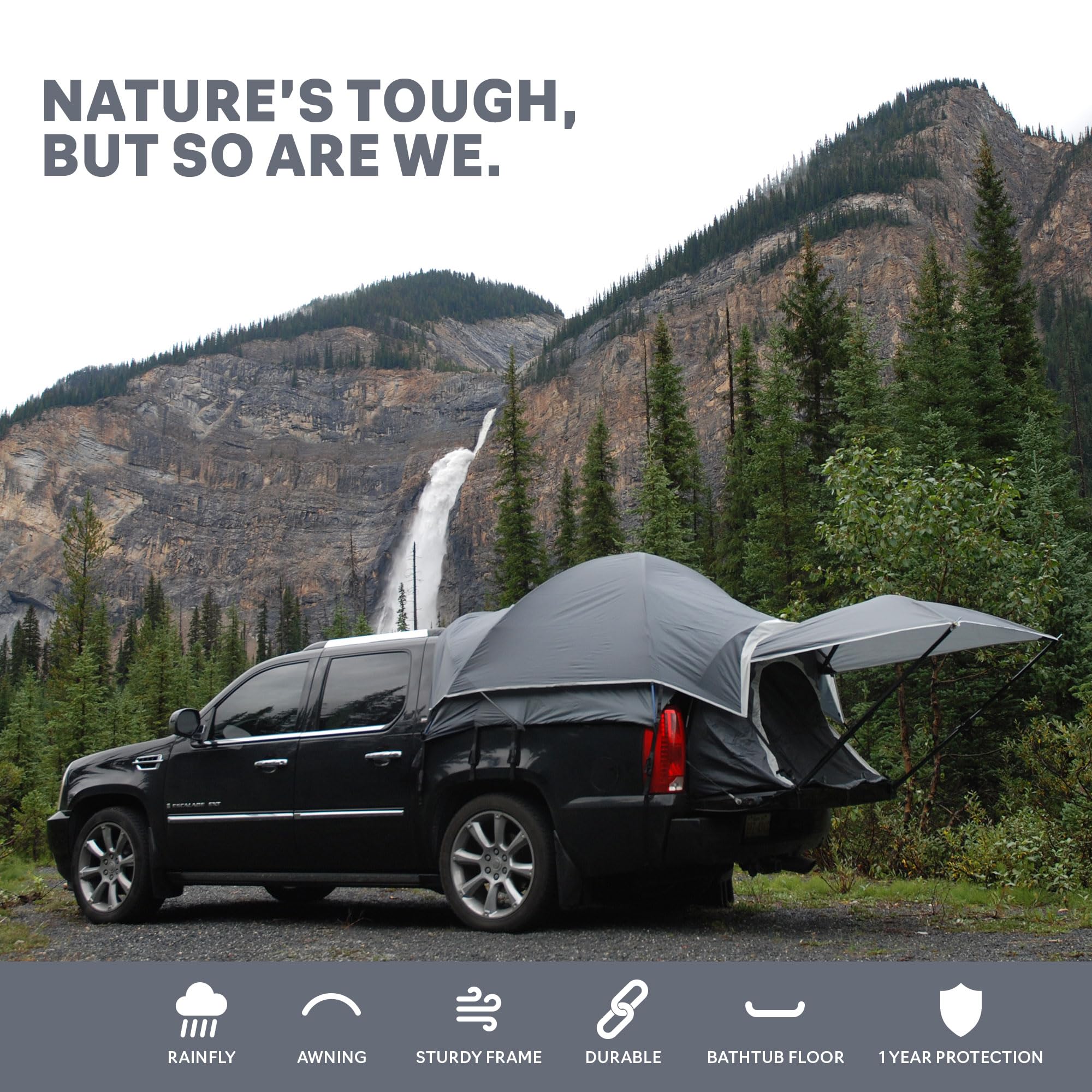 Chevy Avalanche Napier Truck Tent | Pickup Truck Bed Camping Tent | Full Rainfly for Water Protection | Sturdy and Spacious 2-Person Truck Tent | Easy 15 Minute Setup | Grey | Model 99949
