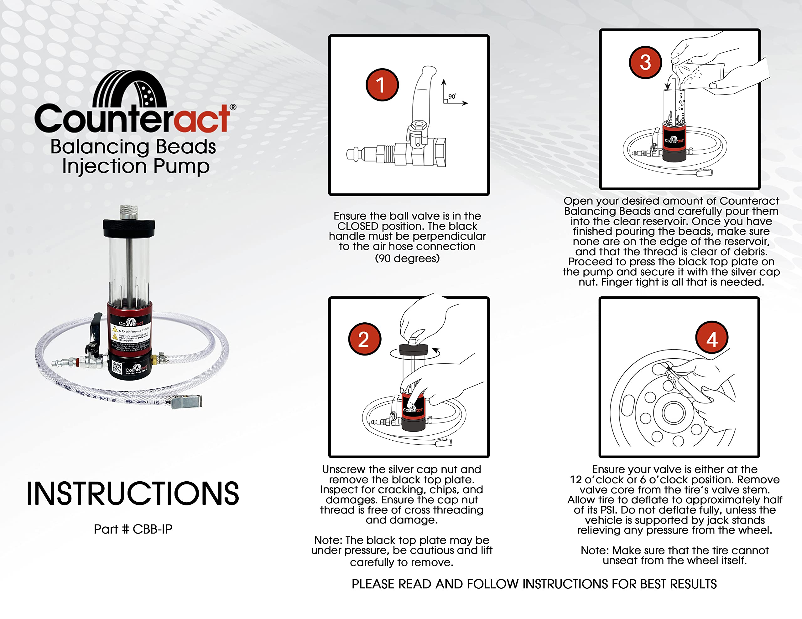 Counteract CBB-IP Balancing Beads Injection Pump 2.0 - Compatible with Counteract Balancing Beads & ECO Balance Beads - Premium Materials - No Spills - No Mess - Effortless Method to Balance Tires