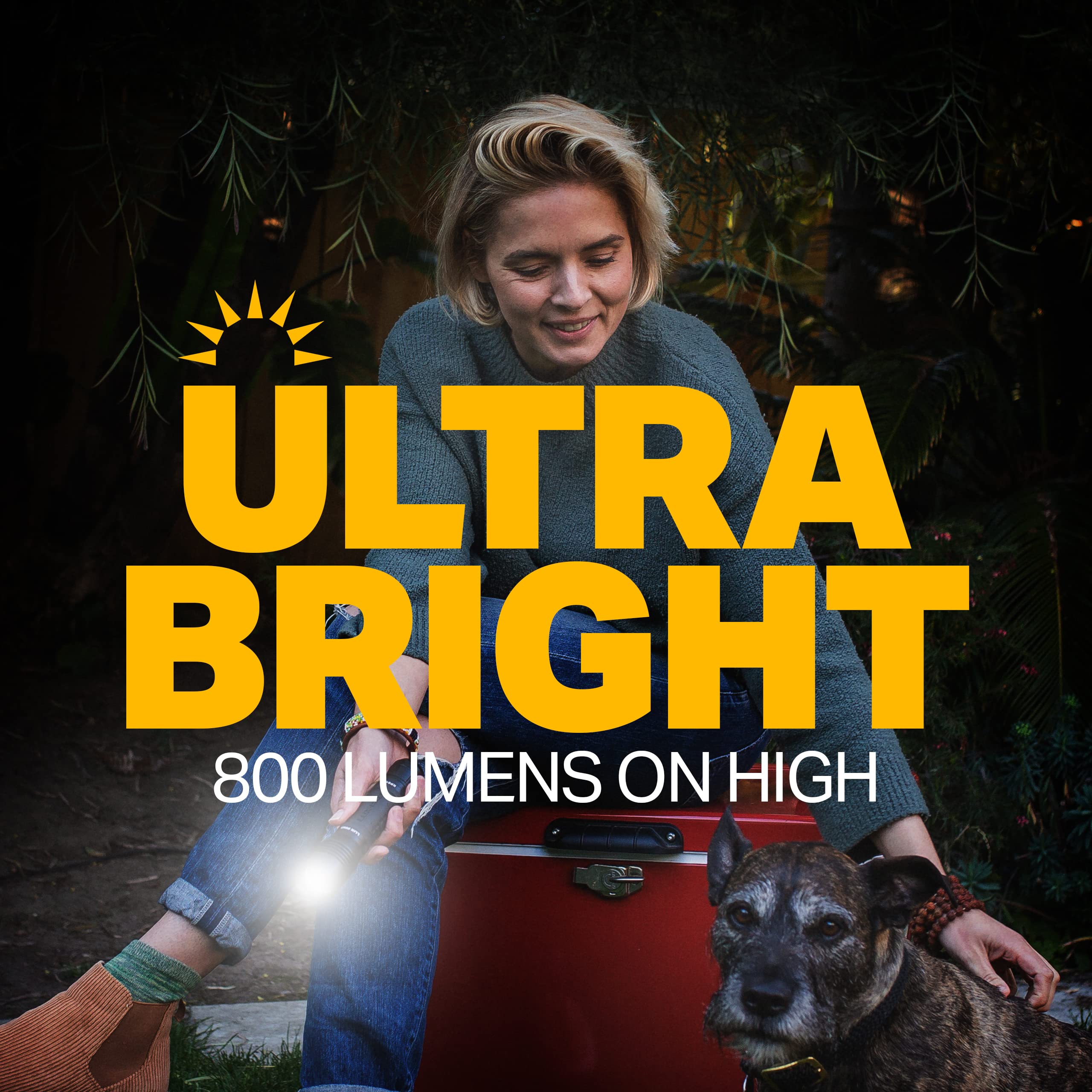 Pro Series LUXPRO 800 Lumen LED Rechargeable Flashlight - Features Patented TackGrip with Aircraft-Grade Aluminum and LPE Optics - Camping Accessories with Micro USB Charge Port - Batteries Included