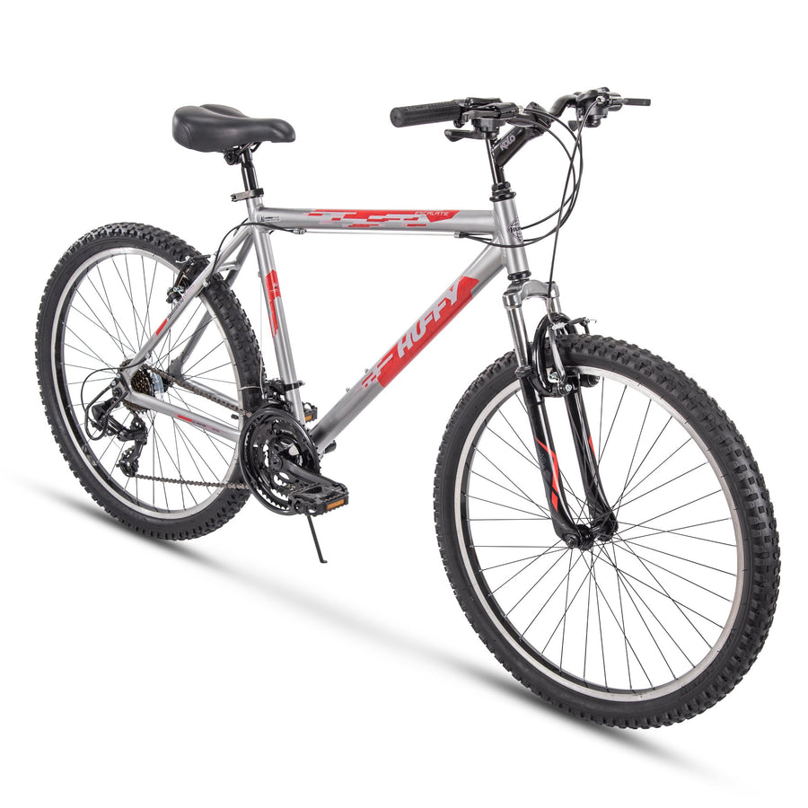 Huffy Mountain Hardtail Trail Bike 24 inch, 26 inch, 27.5 inch, 26 inch wheels/20 inch frame, Gloss Nickel