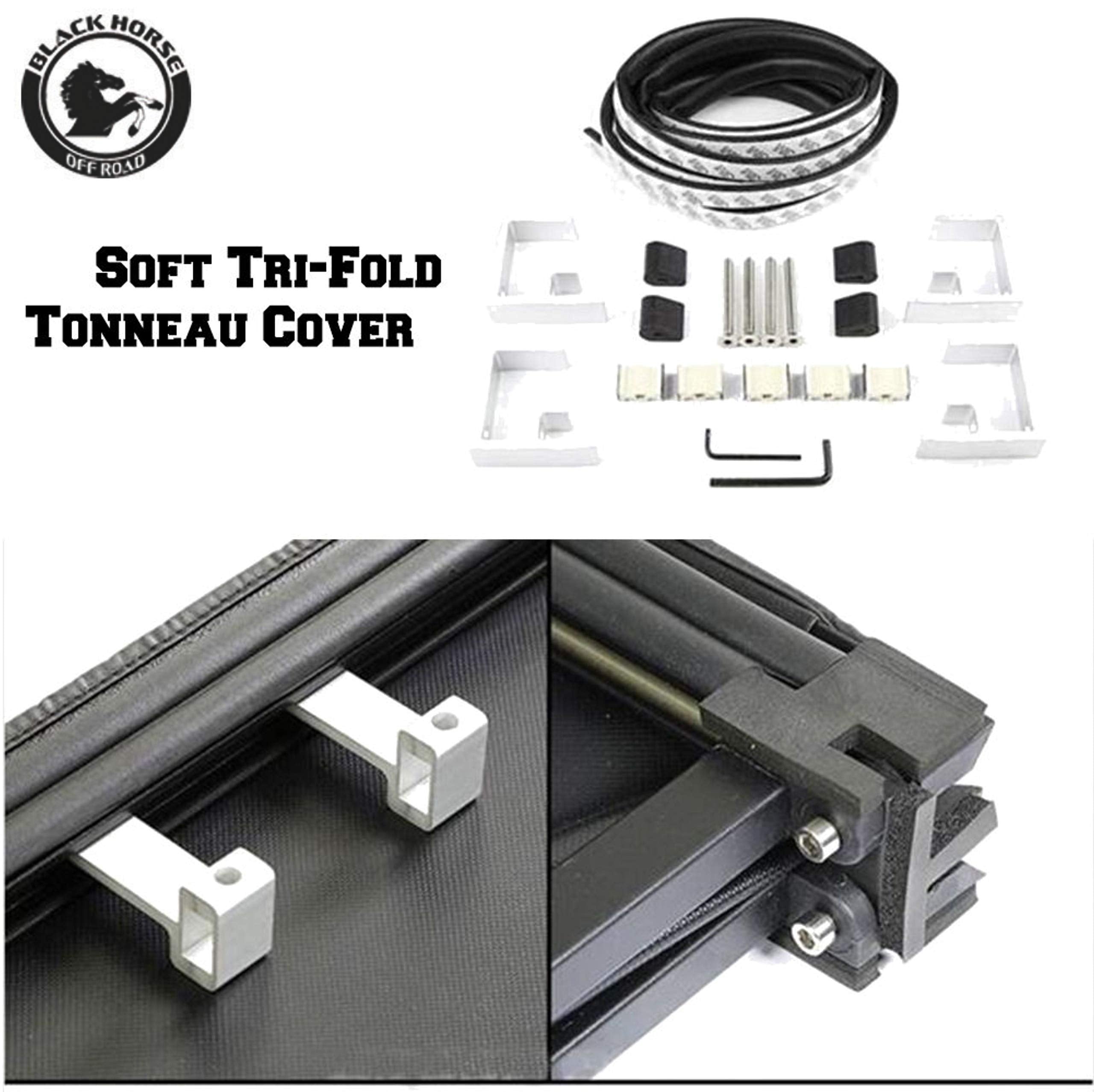 Premier Black Horse Soft Trifold Truck Bed Tonneau Cover Compatible with 2009-2014 Ford F-150 6.7ft Bed-PRS-FO06