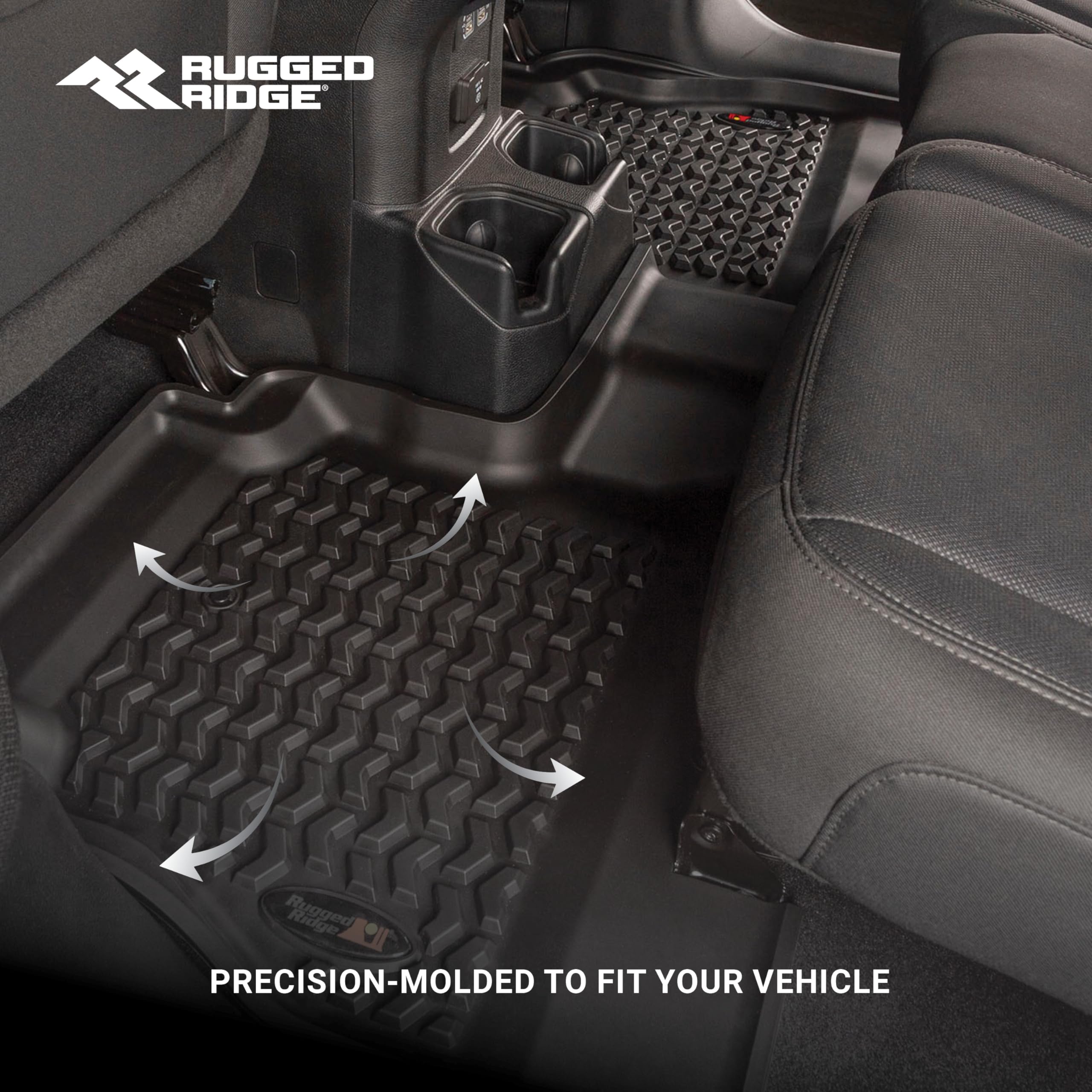 Rugged Ridge Rear Liners Floor for RAM 1500/2500/3500 | All-Terrain, Black | 82953.11 | Fits 2009-2017 RAM 1500/2500/3500 Crew Cab