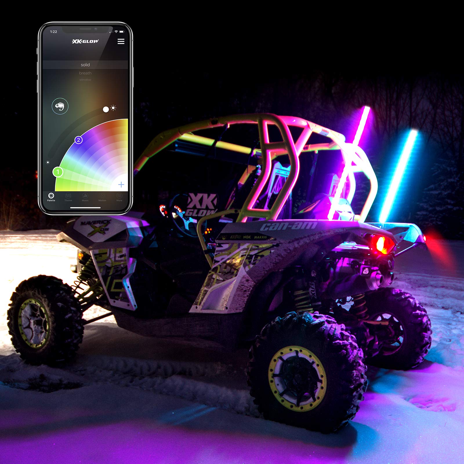 2x32in RGB Whip XKGLOW App Controlled Kit