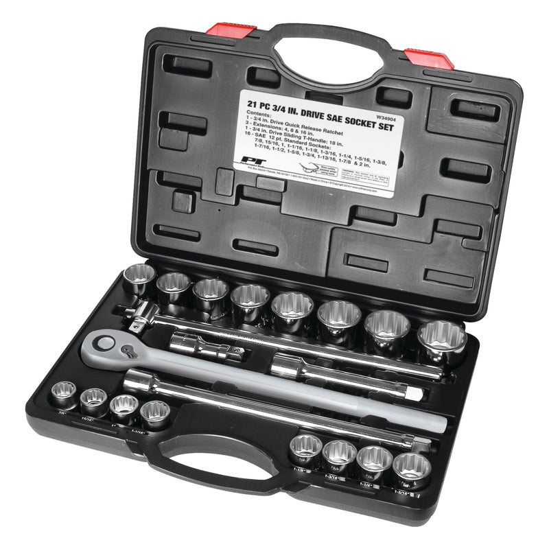 3/4-Inch Drive Performance Tool W34904 SAE Socket Set, 21-Piece, 1-Pack