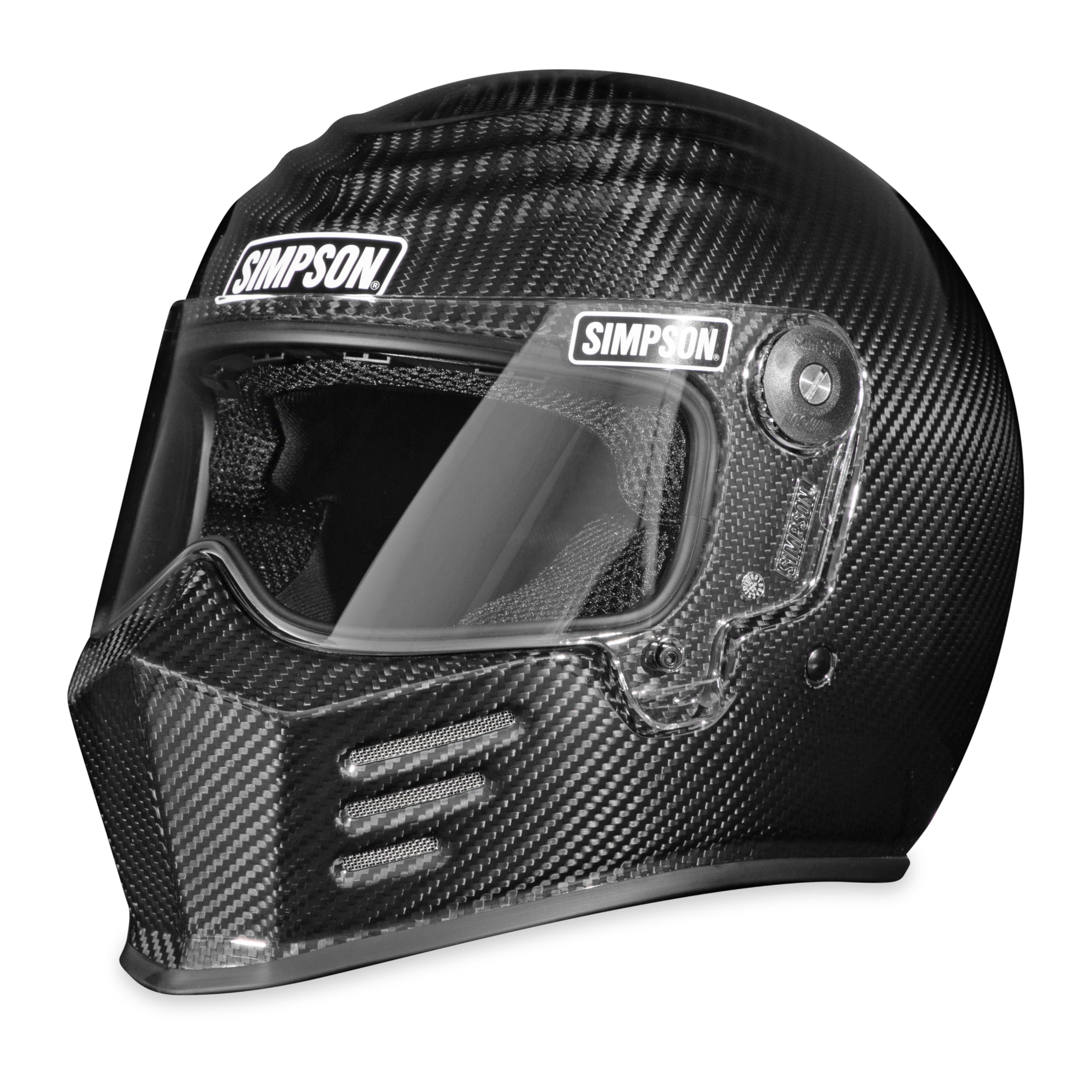 Outlaw Bandit Simpson 3 Motorcycle Helmet - Carbon Fiber - XS | Full Face with Clear 4 Position Racheting Visor Shield | Lightweight | Vented | DOT/Snell M2020 Approved for Street & Track (OB3CXS)