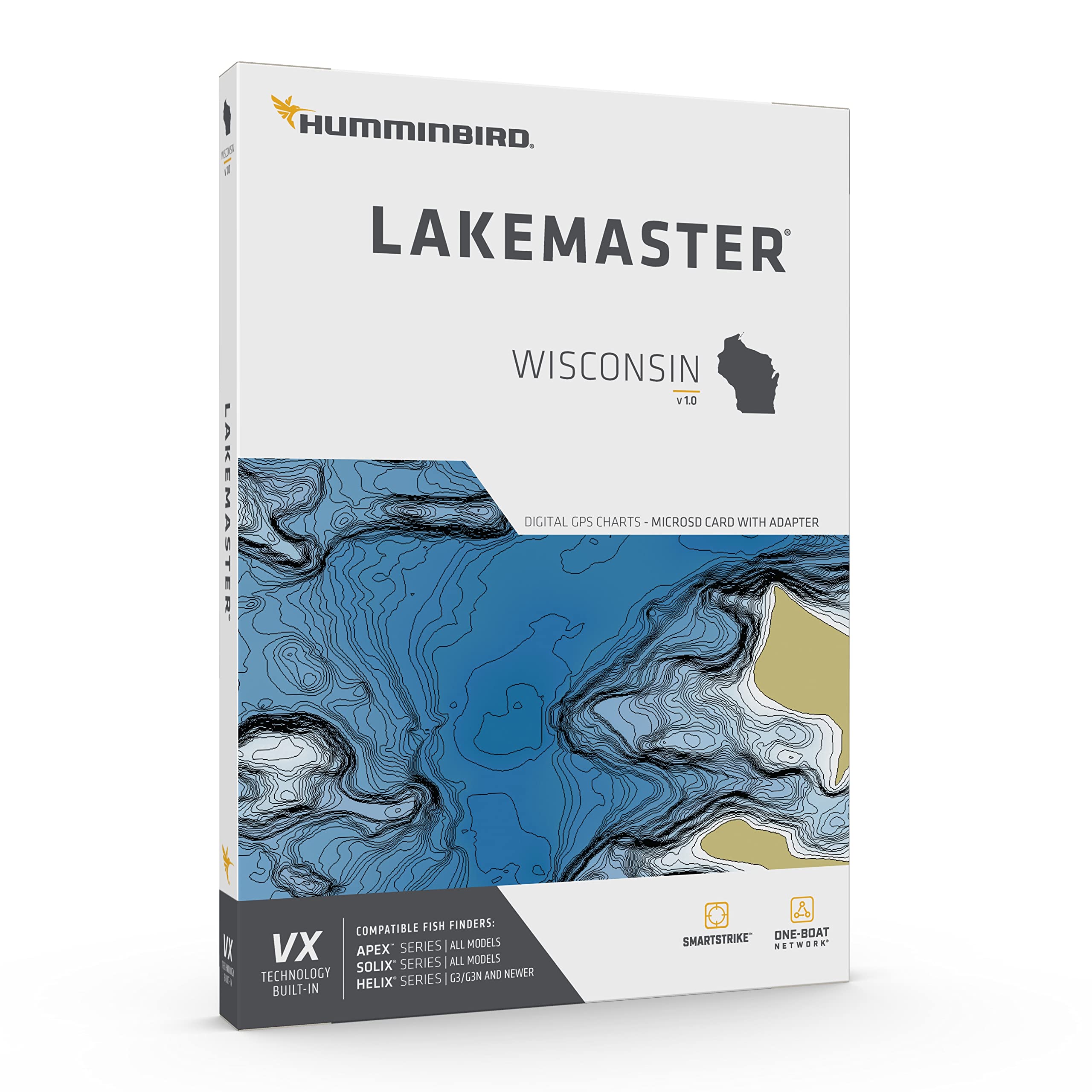 LakeMaster Humminbird Wisconsin V1 Map SD Card for Fish Finders