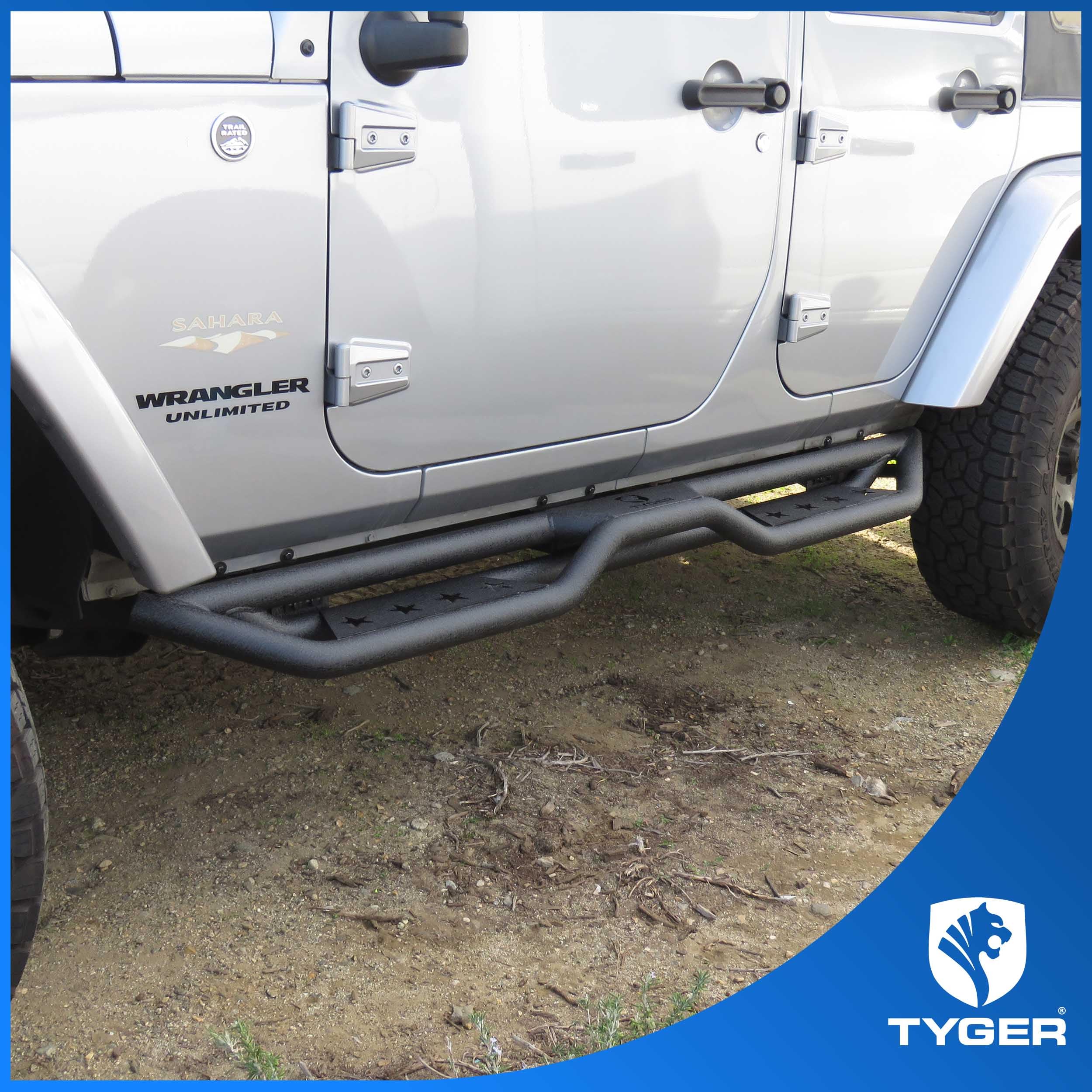 Tyger Auto Compatible Star Strider with 2007-2018 Jeep Wrangler JK 4-Door (Exclude JL) | TG-SR2J74978 | Side Step Rails Nerf Bars Running Boards