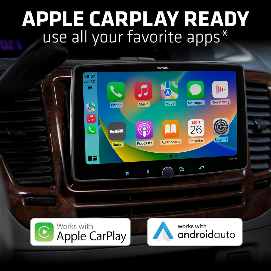 Sound Storm Laboratories Car Audio Stereo SDML9ACP - Apple CarPlay, Android Auto, 9 Inch Touchscreen, Bluetooth, No CD DVD Player, Radio Receiver