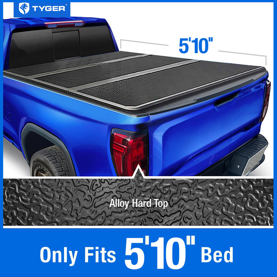 Tonneau Cover Tyger Auto T5 Tri-Fold Alloy Hardtop Truck Bed Compatible with 2019-2026 Chevy Silverado GMC Sierra 1500 (Not Fit 19 LD/Limited) | 5'10" (70") Bed | TG-BC5C3053