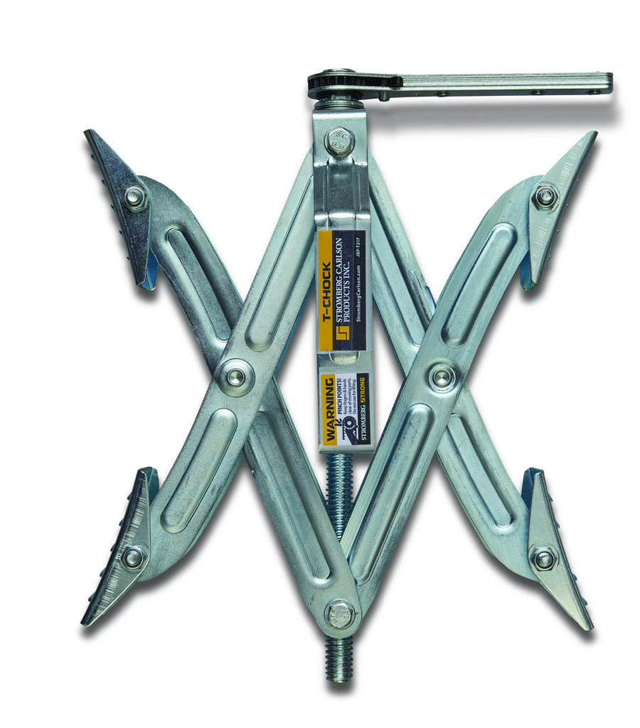Tandem Axle T-Chock Stromberg Carlson JBP-T217.1 - Heavy Duty RV Wheel Chocks & Tire Stabilizers - Camper Wheel Chock Scissor Stabilizers for RVs, Trailers, and Campers - Fits Tires 2"-17" Apart
