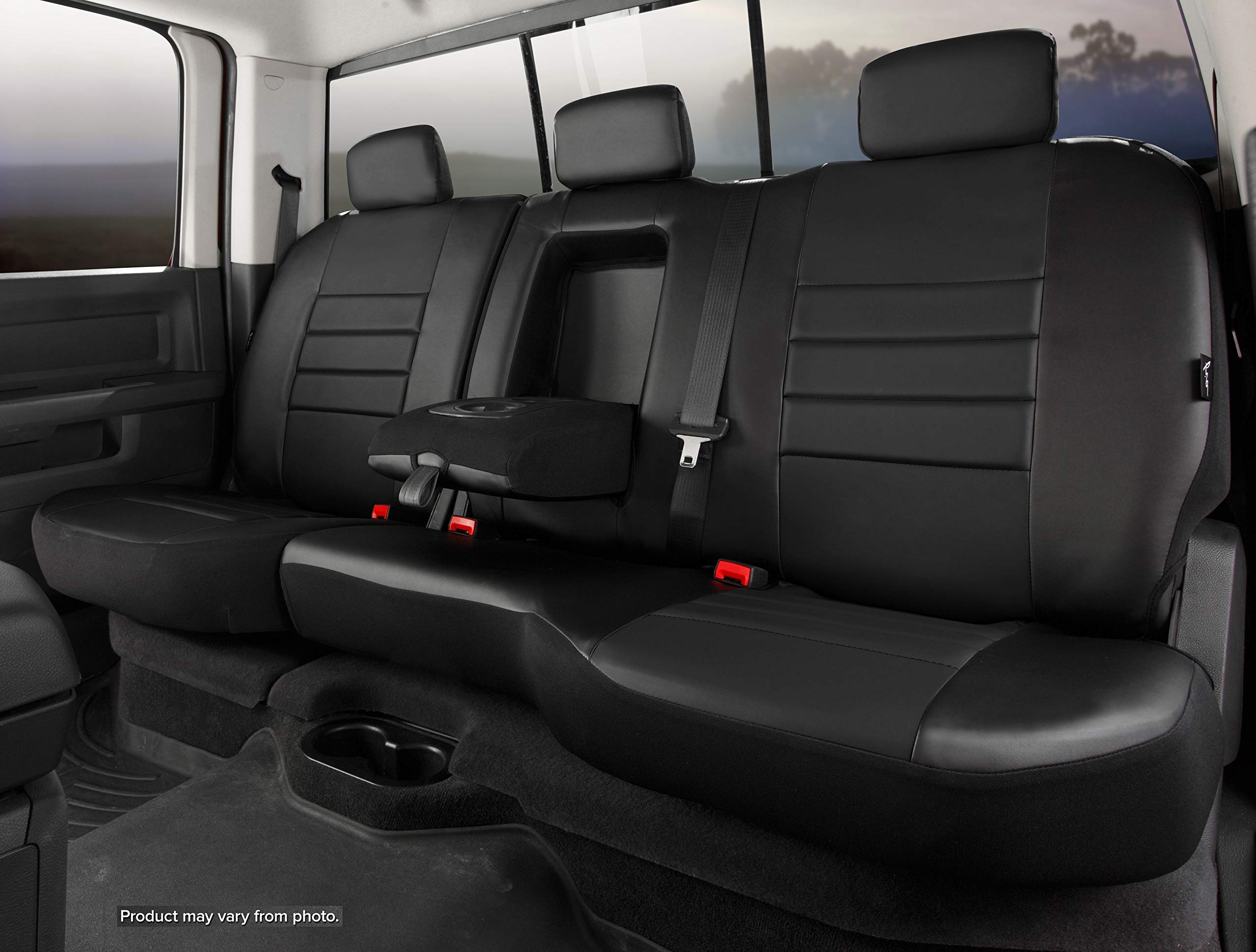 Fia Custom Fit Rear Seat Cover SL62-98 BLK/BLK Split Seat 60/40 - Leatherette, (Solid Black)
