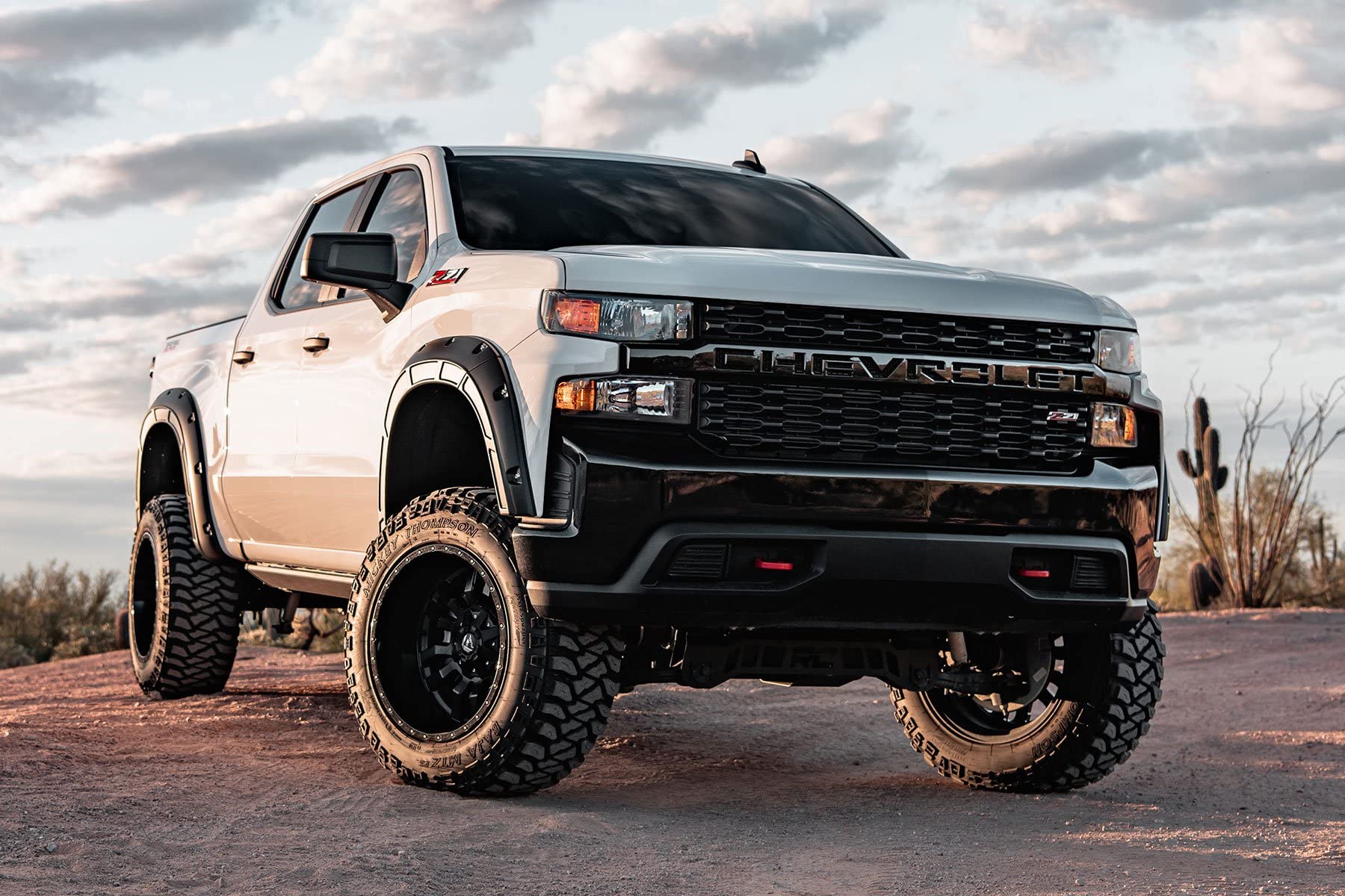 Defender Fender Flares Rough Country for Chevy Silverado 1500 (2019-2026 & Refresh) - 2" Extra Tire Coverage, UV-Resistant ABS, Flat Black (Set of 4)
