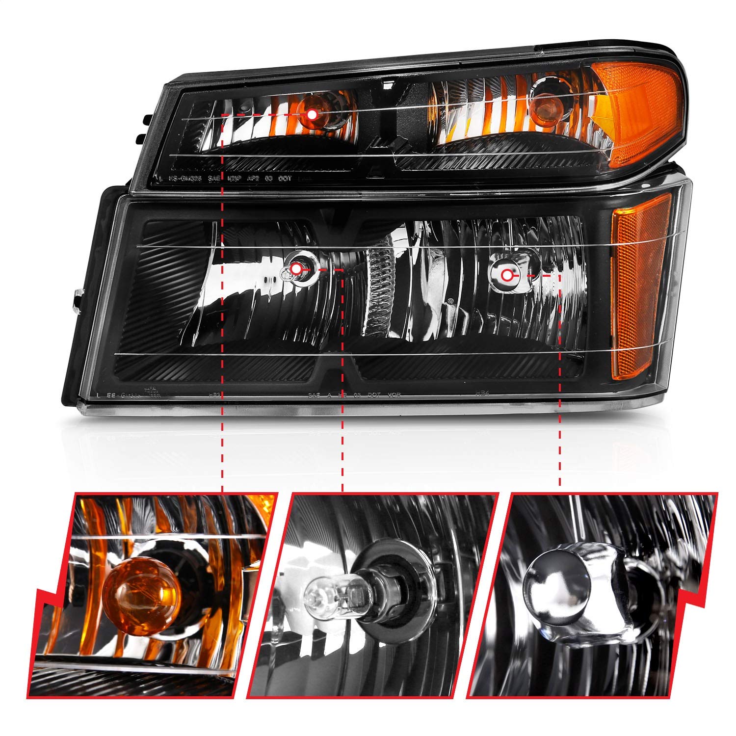 Usa Anzo 111451 Fits 04-06 COLORADO PROJECTOR HEADLIGHTS