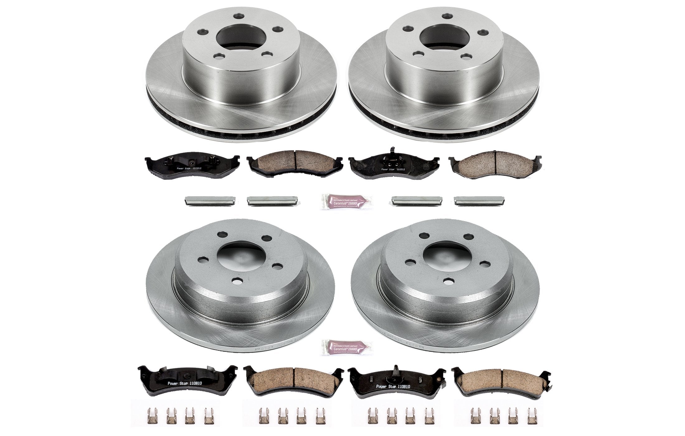 Power Stop Autospecialty KOE2796 Front and Rear Replacement Brake Kit-OE Brake Rotors & Ceramic Brake Pads