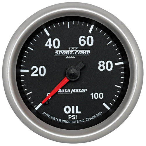 Auto Meter Sport-Comp II 2-5/8" 0-100 PSI Mechanical Oil Pressure Gauge