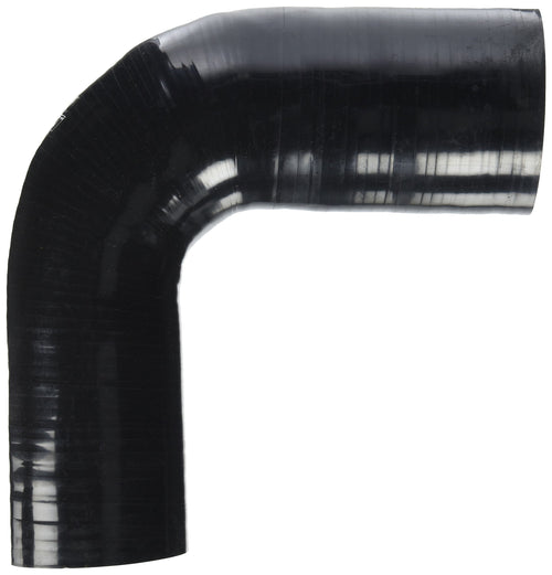 HPS Silicone High Temperature HTSER90-300-350-BLK 4-ply Reinforced 90 degree Elbow Reducer Coupler Hose, 30 PSI Maximum Pressure, 4" Leg Length on each side, 3" > 3-1/2" ID, Black