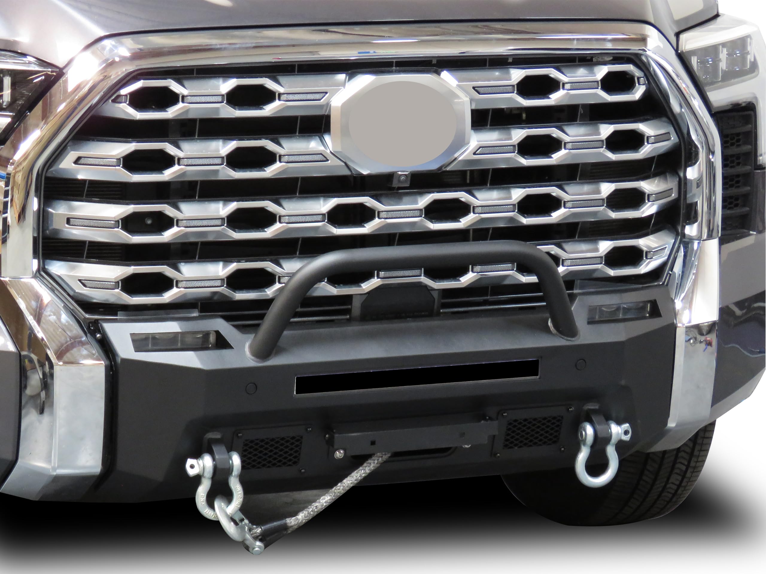 Heavy Duty Black Horse Armour III Front Winch Bumper with Winch Textured Black Compatible with 2022-2024 Toyota Tundra-AR3HD64NL-W12