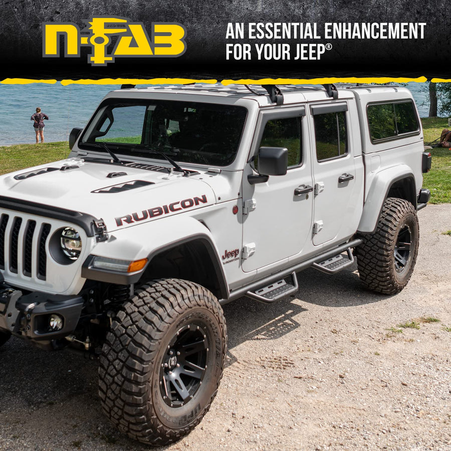 N-Fab RS Nerf Steps | Textured Black, Cab Length | 519418012 | Fits 2020-2022 Jeep Gladiator (JT) 4 Door All Beds, SRW Gas